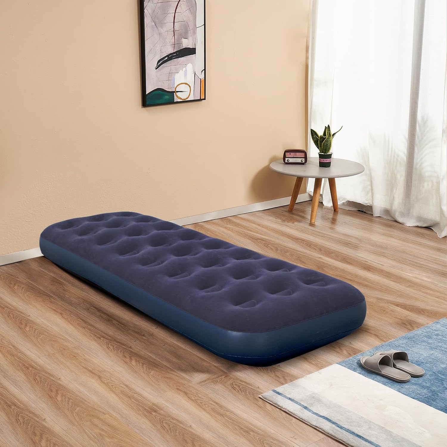 Durable Single-Sized Air Mattress with Pump for Camping and Home Use