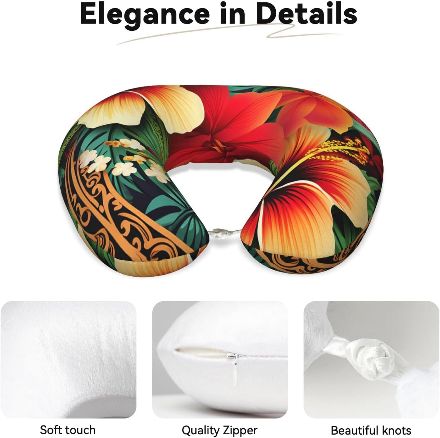 Hawaiian Style Memory Foam Travel Pillow Neck Support for Plane Car Home Comfort