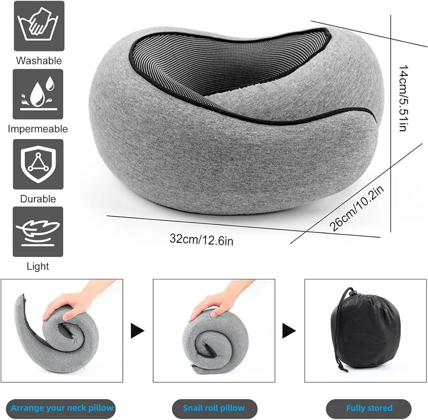 Travel Pillow for 360 Comfort Memory Foam Neck Pillow Ergonomic Design 2024 New Design