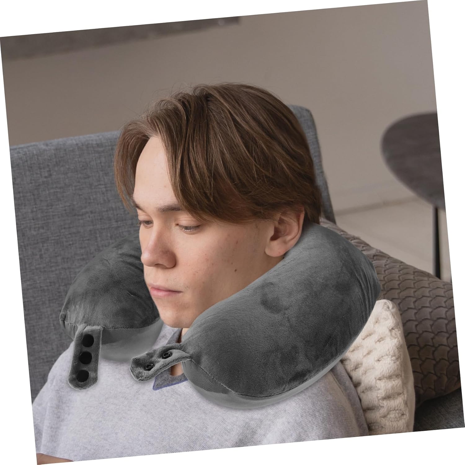 JEWEDECO U-shaped Memory Neck Pillow for Travel and Office Cervical Support