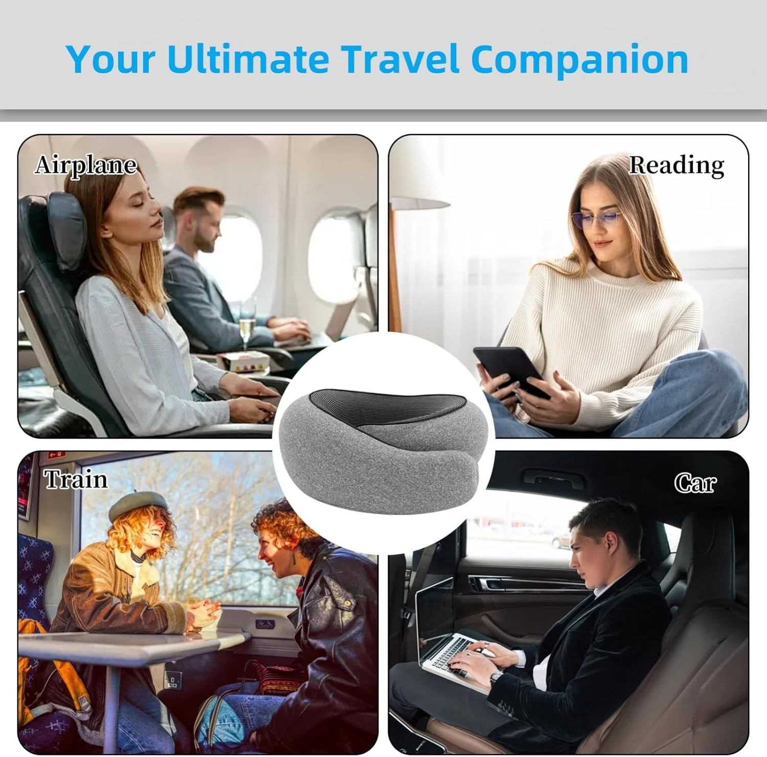 Travel Pillow for 360 Comfort Memory Foam Neck Pillow Ergonomic Design 2024 New Design