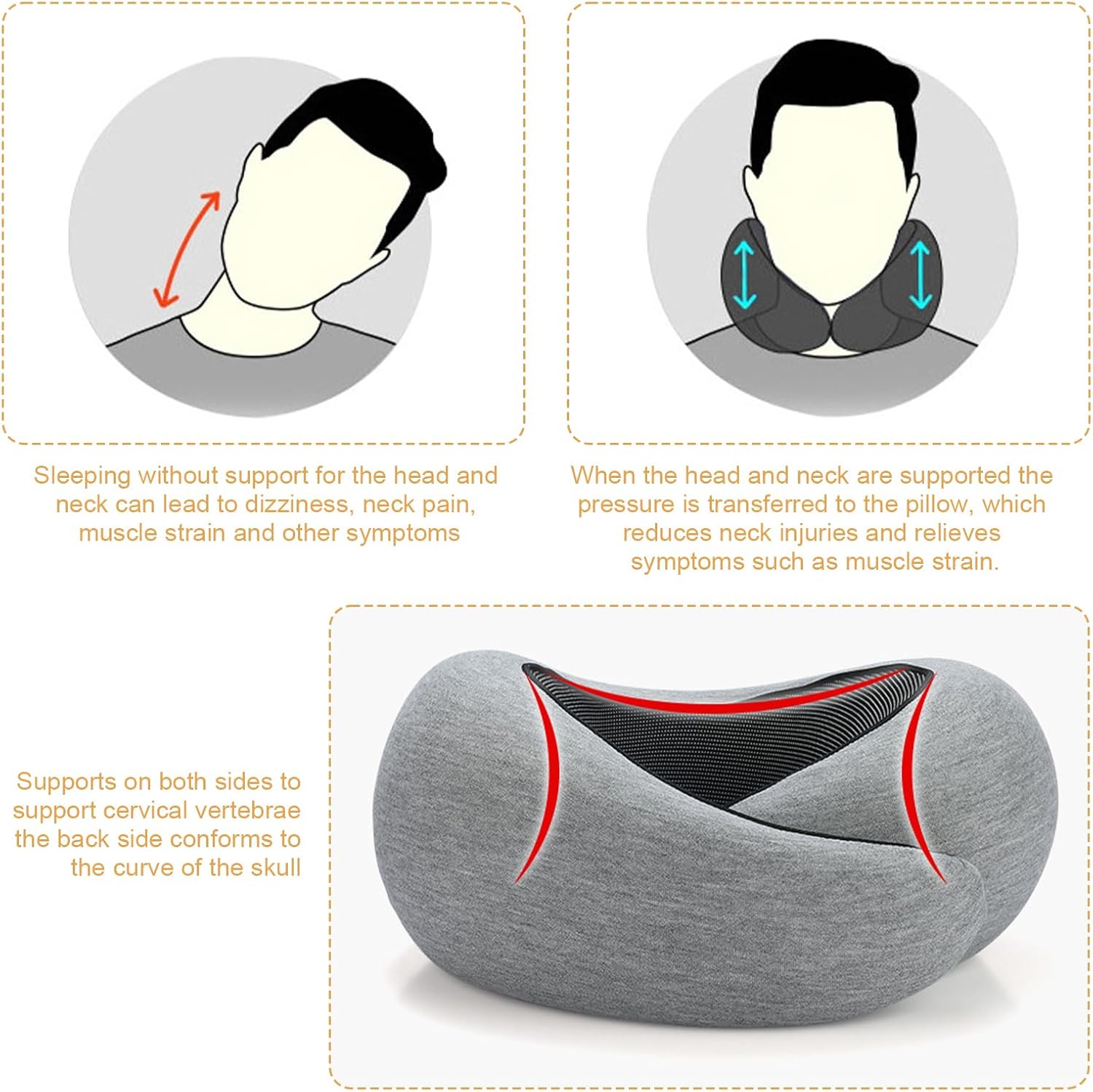 Adjustable Memory Foam Travel neck Pillow with Support for Airplanes Comfortable for Long Flights and Extensive Use