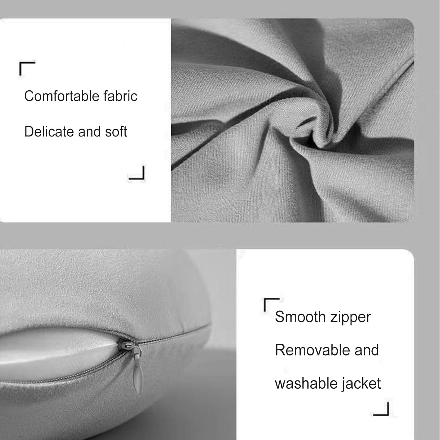 Nikou Memory Foam Travel Pillow for Airplanes Neck Support with Attachable Snap Strap and Washable Cover