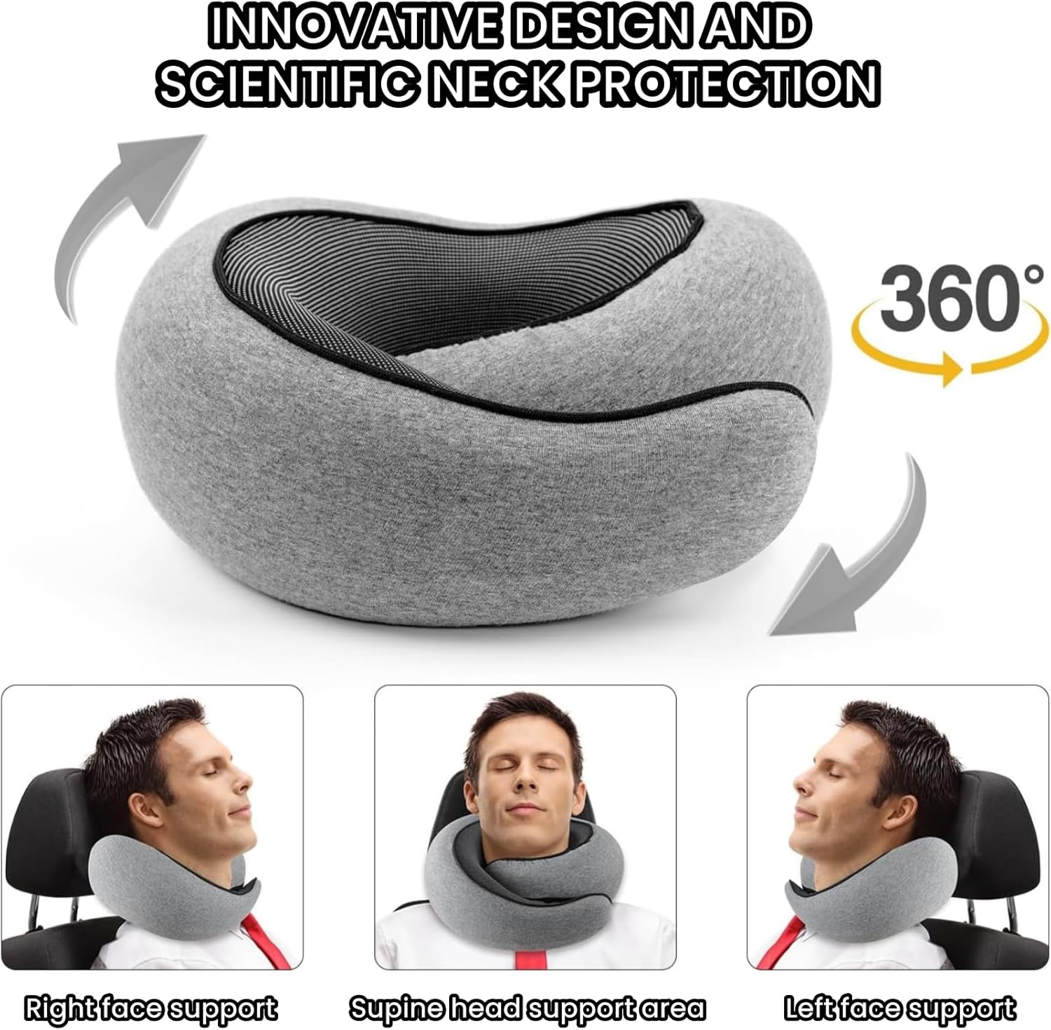 Travel Pillow for 360 Comfort Memory Foam Neck Pillow Ergonomic Design 2024 New Design