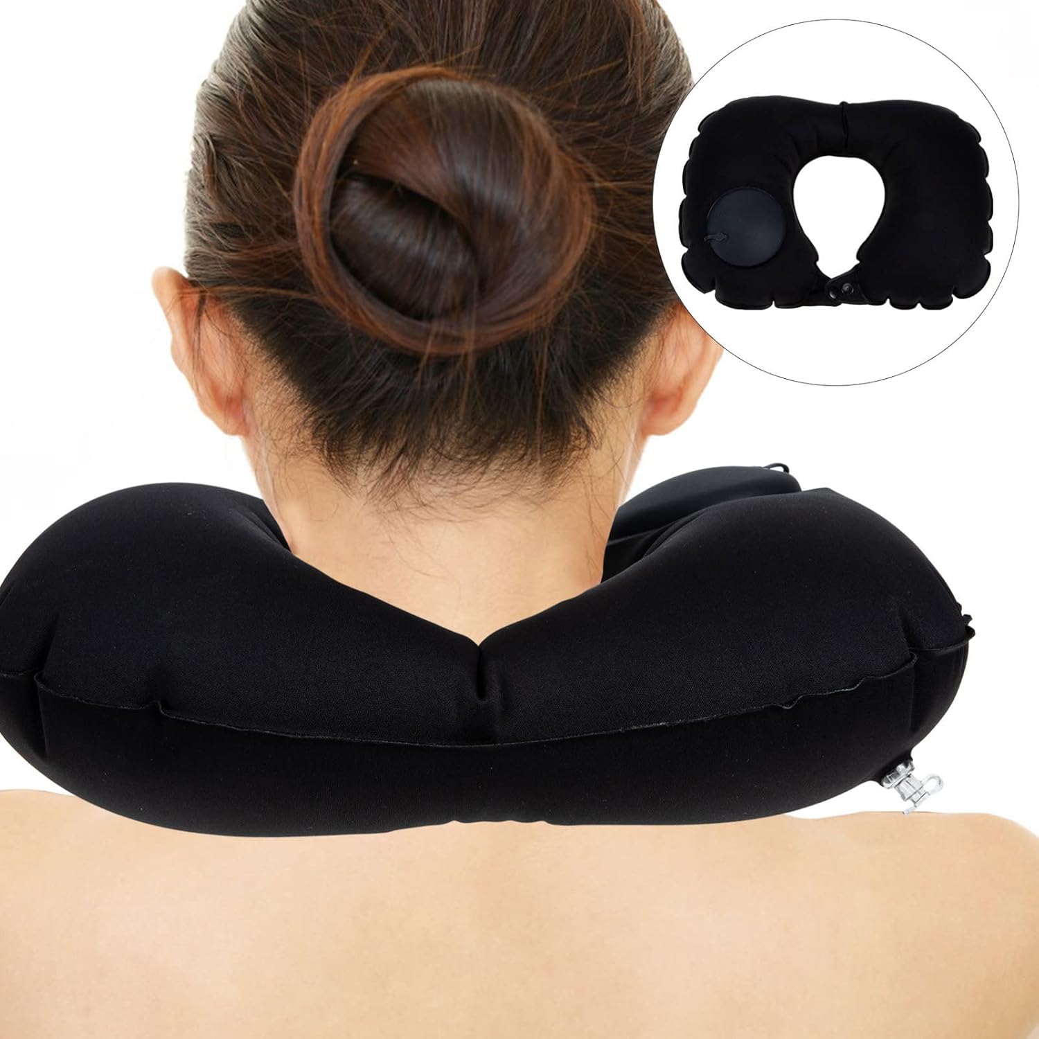 Portable Inflatable Travel Pillow Neck Support for Car Plane Office and Train