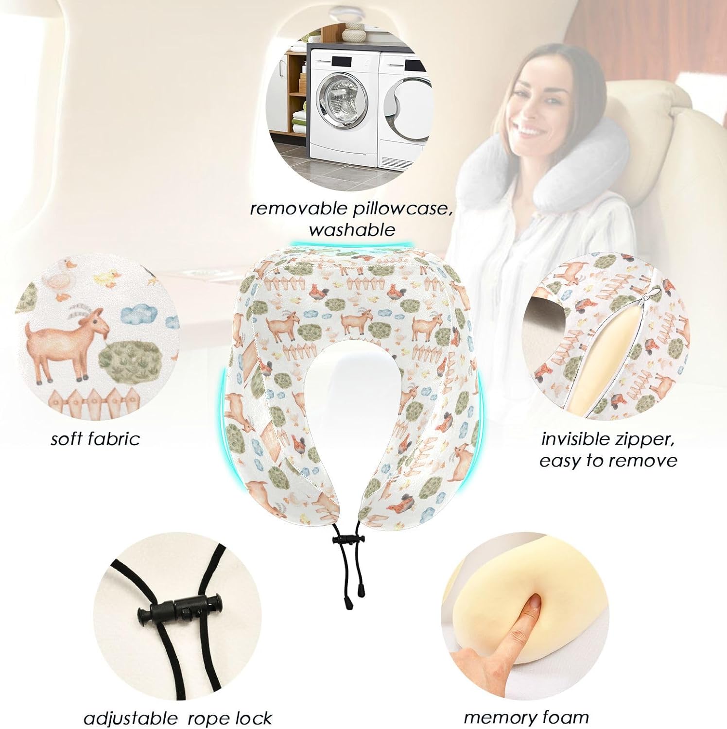 Gredecor Memory Foam Travel Neck Pillow for Air Car and Office Use