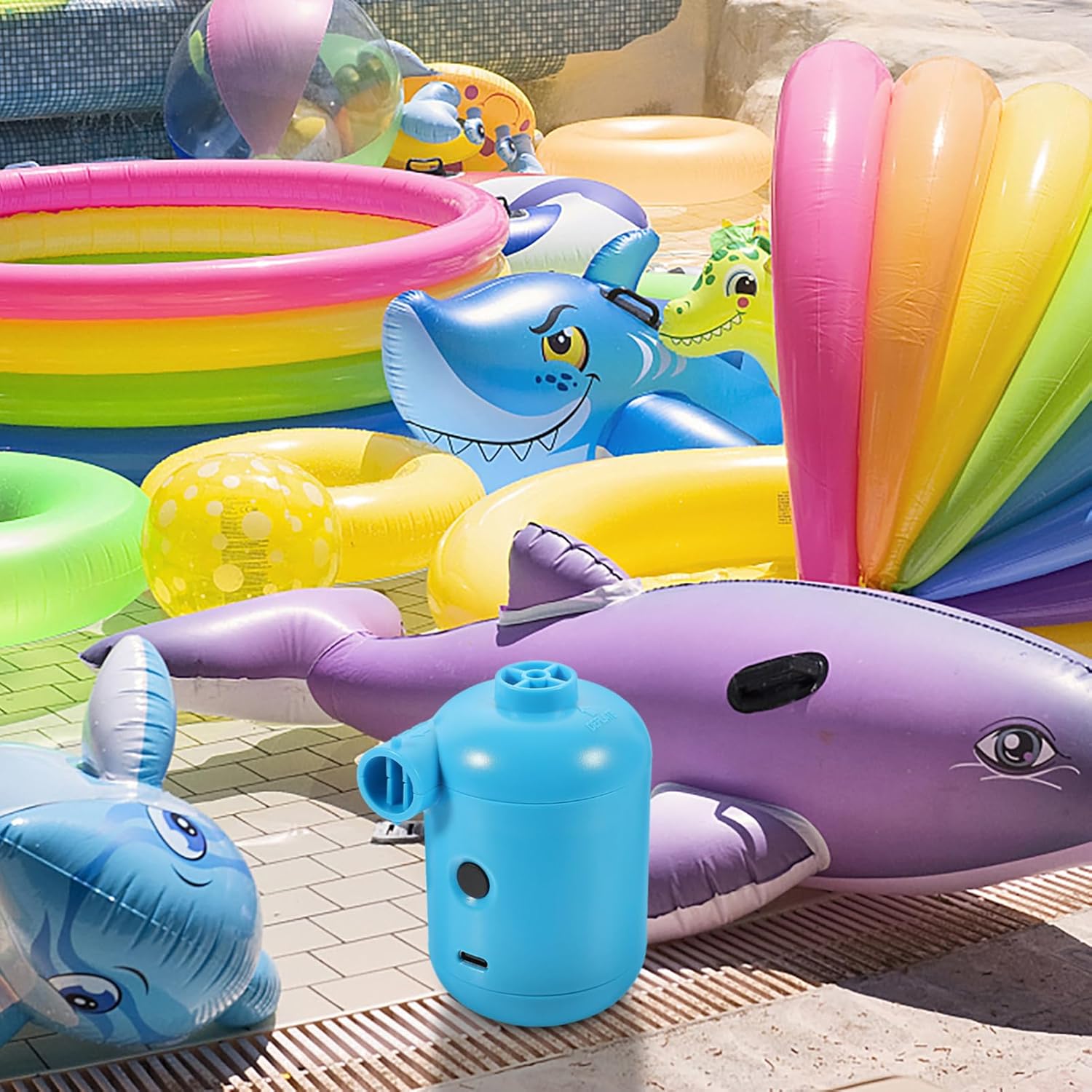 Electric Air Pump Rechargeable Portable Setup for Inflatable Mattresses Pools More