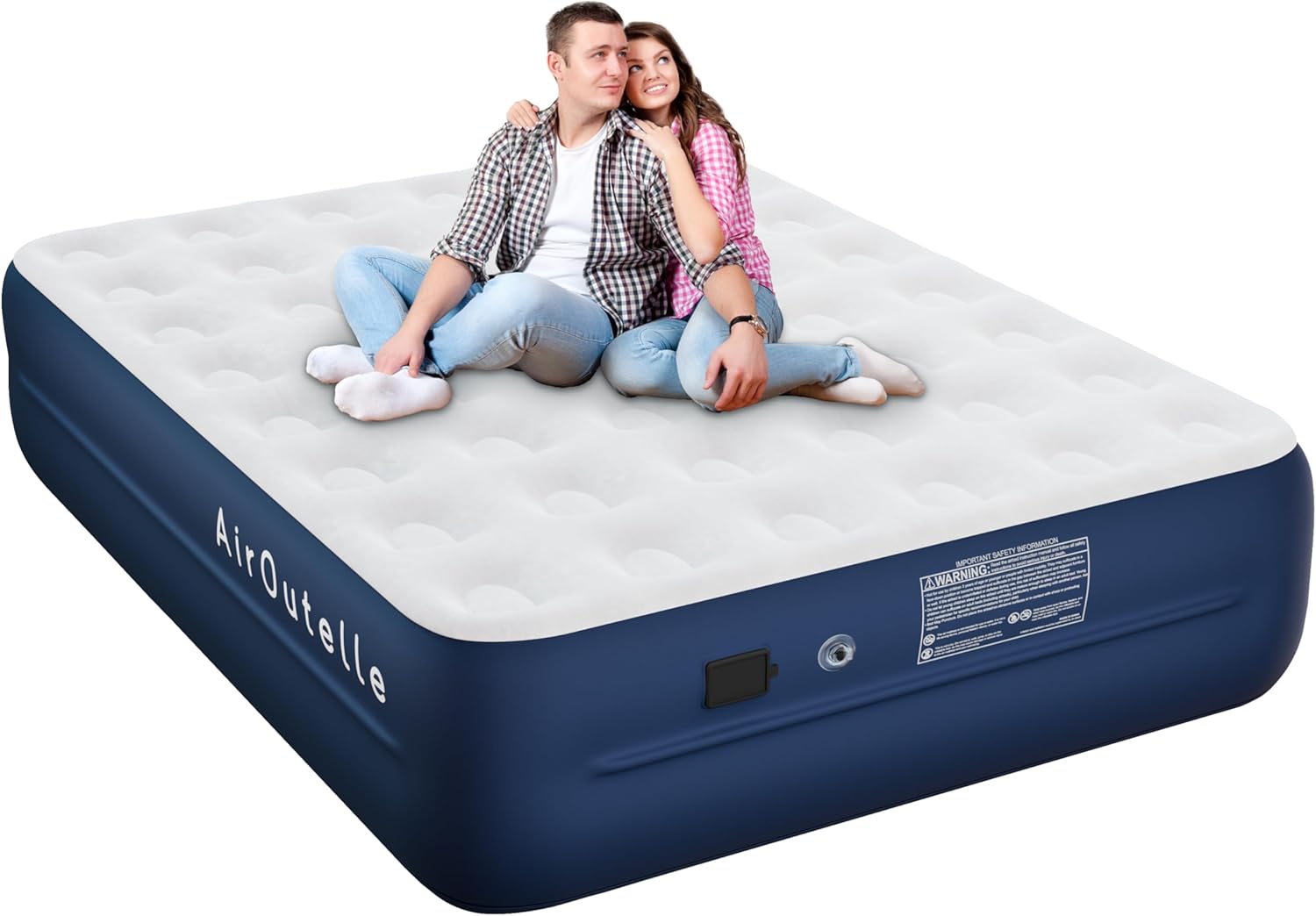 ultra- plush air mattress with 18 height cloud-like comfort and re- chargeable pump