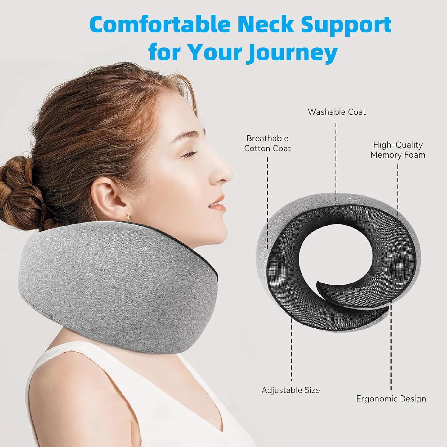 Travel Pillow for 360 Comfort Memory Foam Neck Pillow Ergonomic Design 2024 New Design