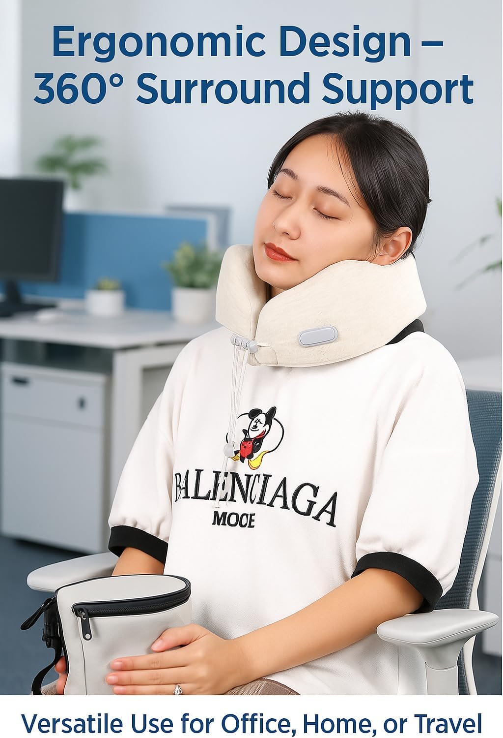 Ergonomic Airplane Neck Pillow with Washable Cover Compact TravelErgonomic Design 360 Support for Comfort
