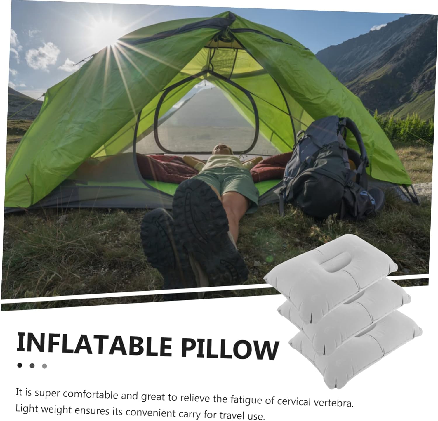 Ergonomic Multi-Functional Travel Pillow for Camping and Airplane Sleep Comfortable Support for Neck and Back