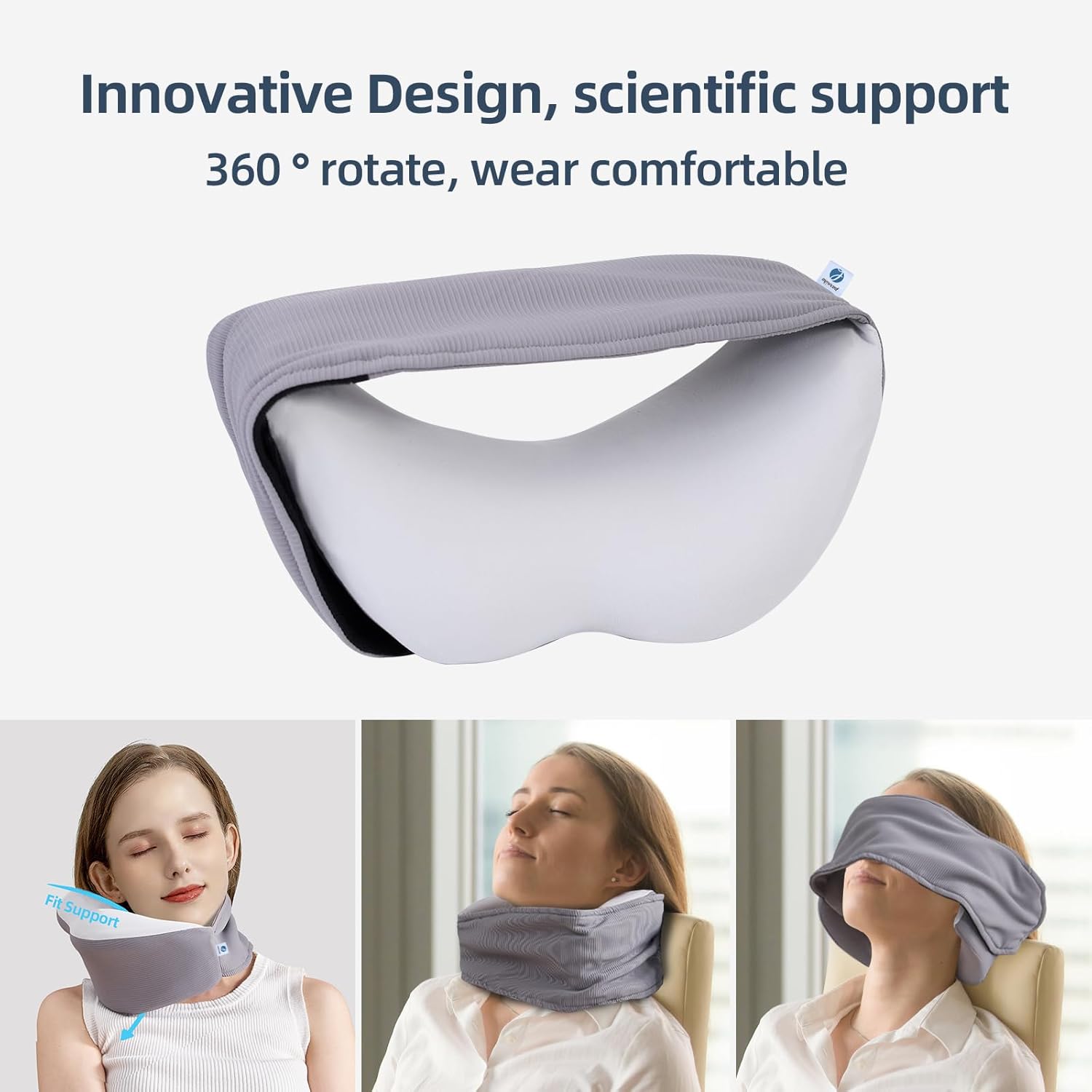 Parniho Comfort Neck Pillow - Ergonomic Travel Pillow with Eye Mask for Airplane and Car Use