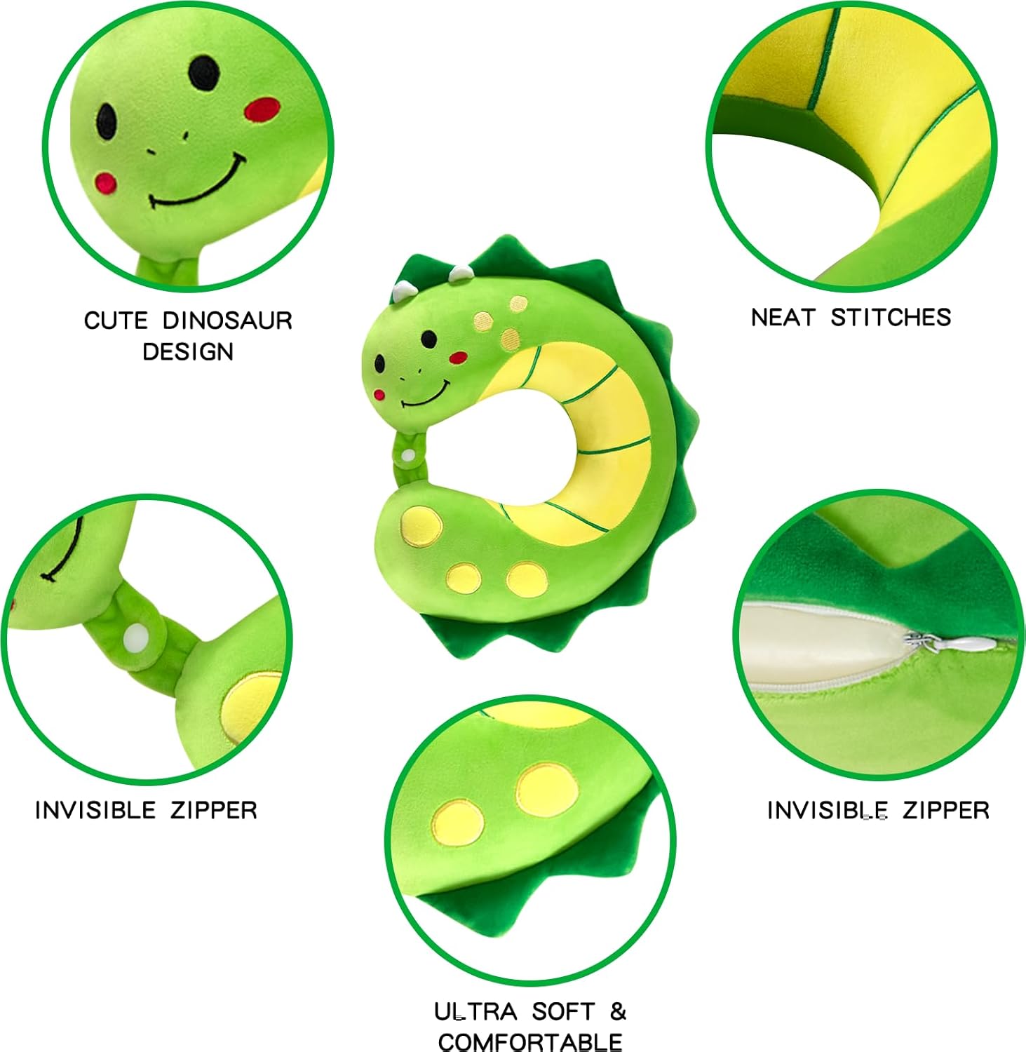 Dinosaur Travel Pillow for Kids with Memory Foam and Sleep Mask 1