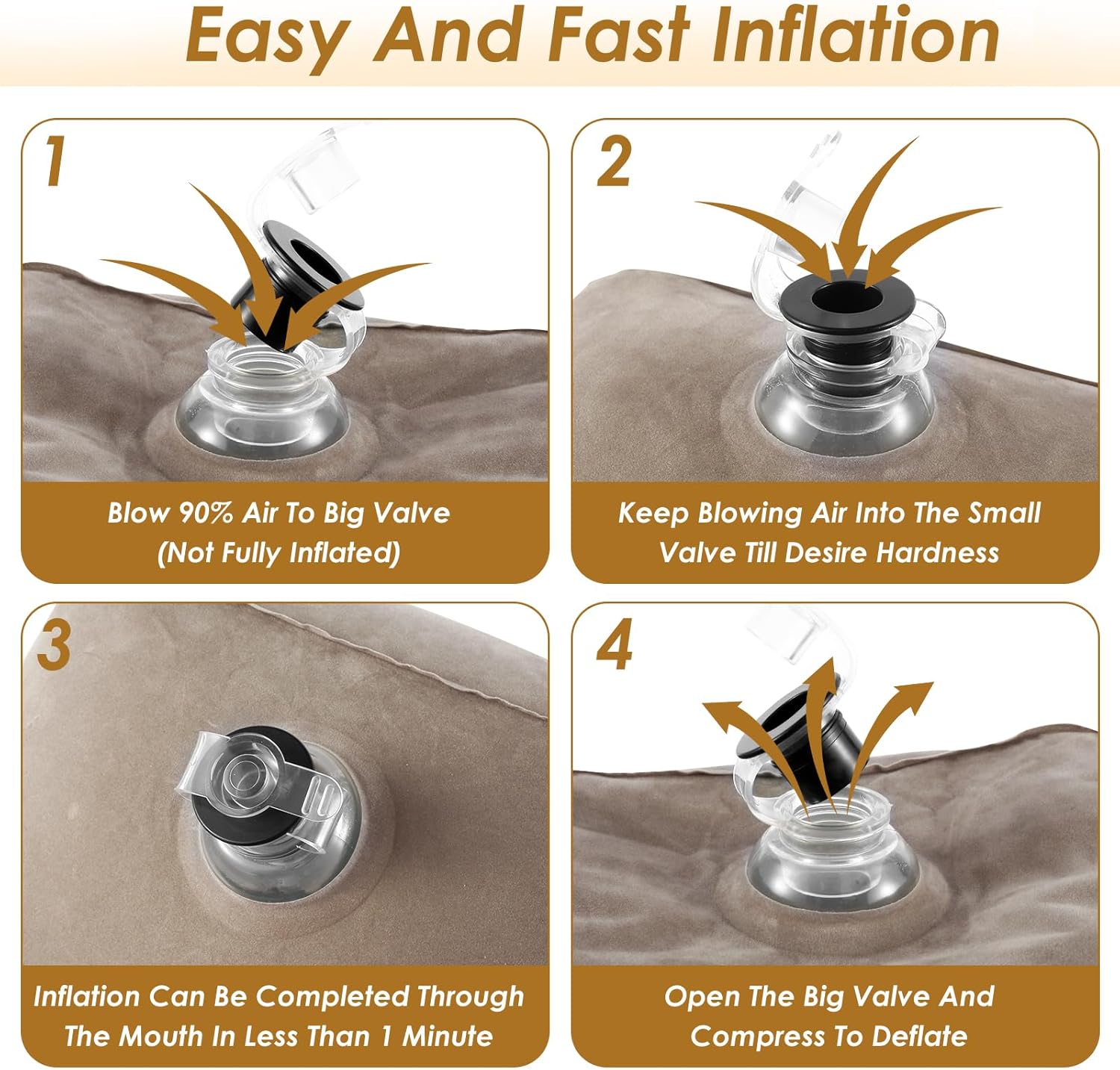 Falemusic Inflatable Travel Pillow Adjustable Height for Adults and Kids Perfect for Airplane Car and Office Use