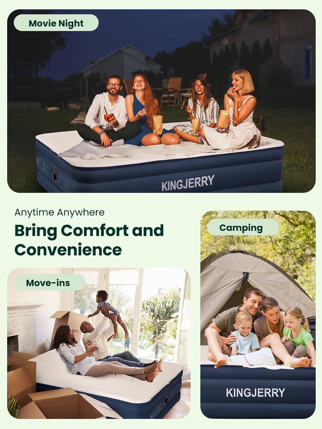 Soft and Cozy Luxury Air Mattress with Built-In Pump 900 lbs Support Easy to Inflate for Home Guests