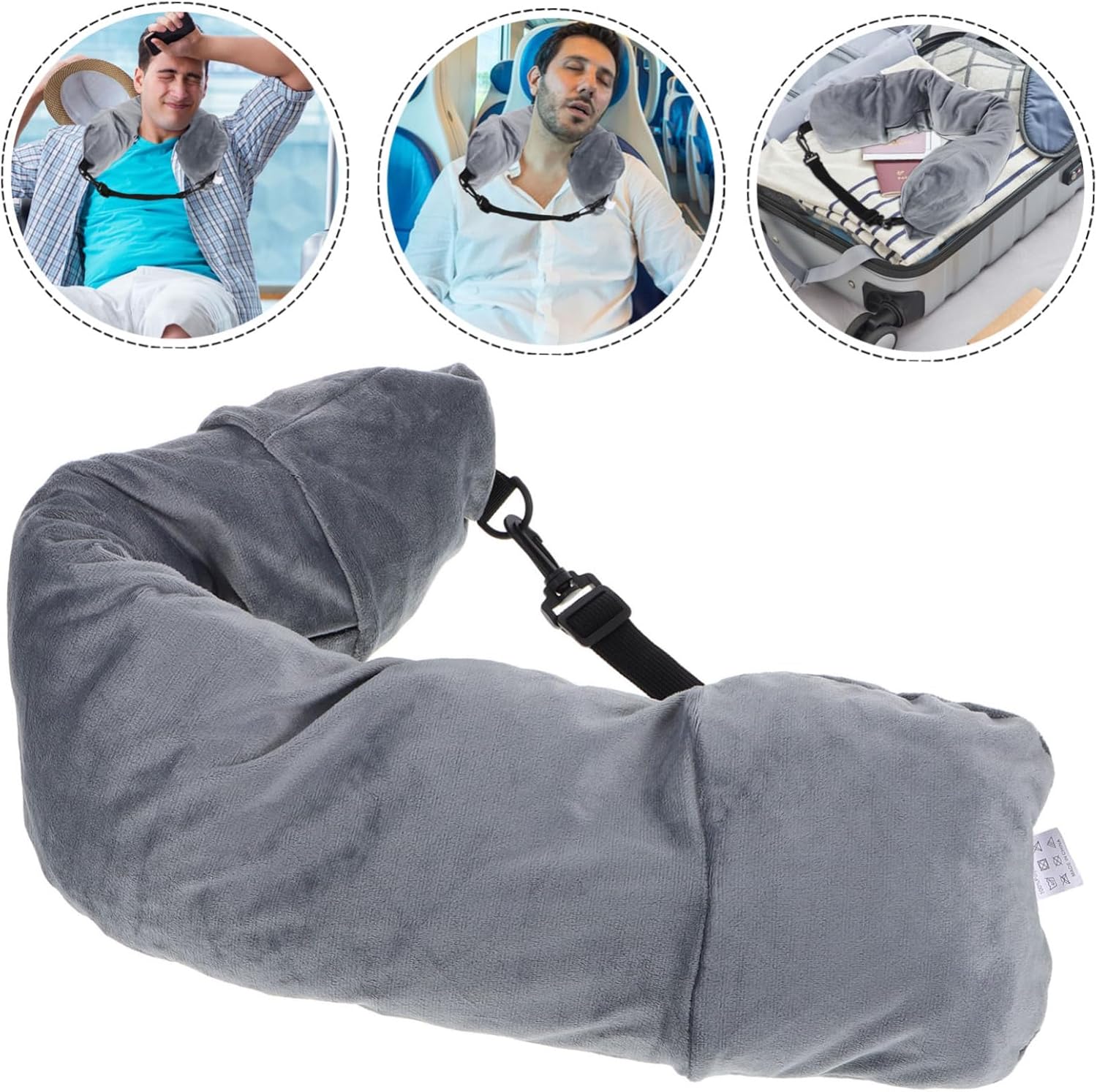Stash-Ready Travel Neck Pillow with Built-In Sack Portable for Airplane Hotel or Carbine Use