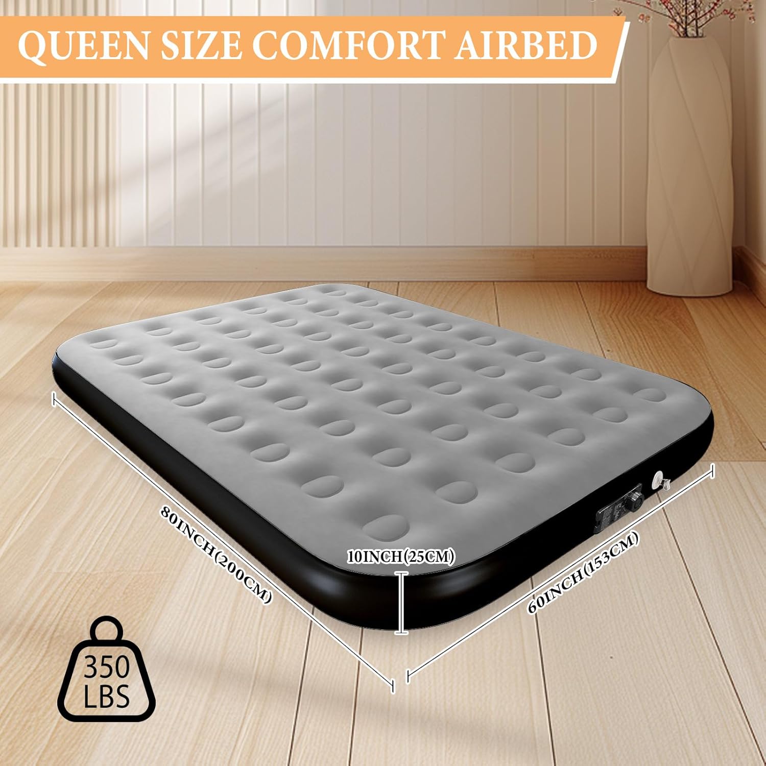 Queen Air Mattress with Built-In Pump - Inflatable Bed for Home Soft Velvet Top 10 Queen