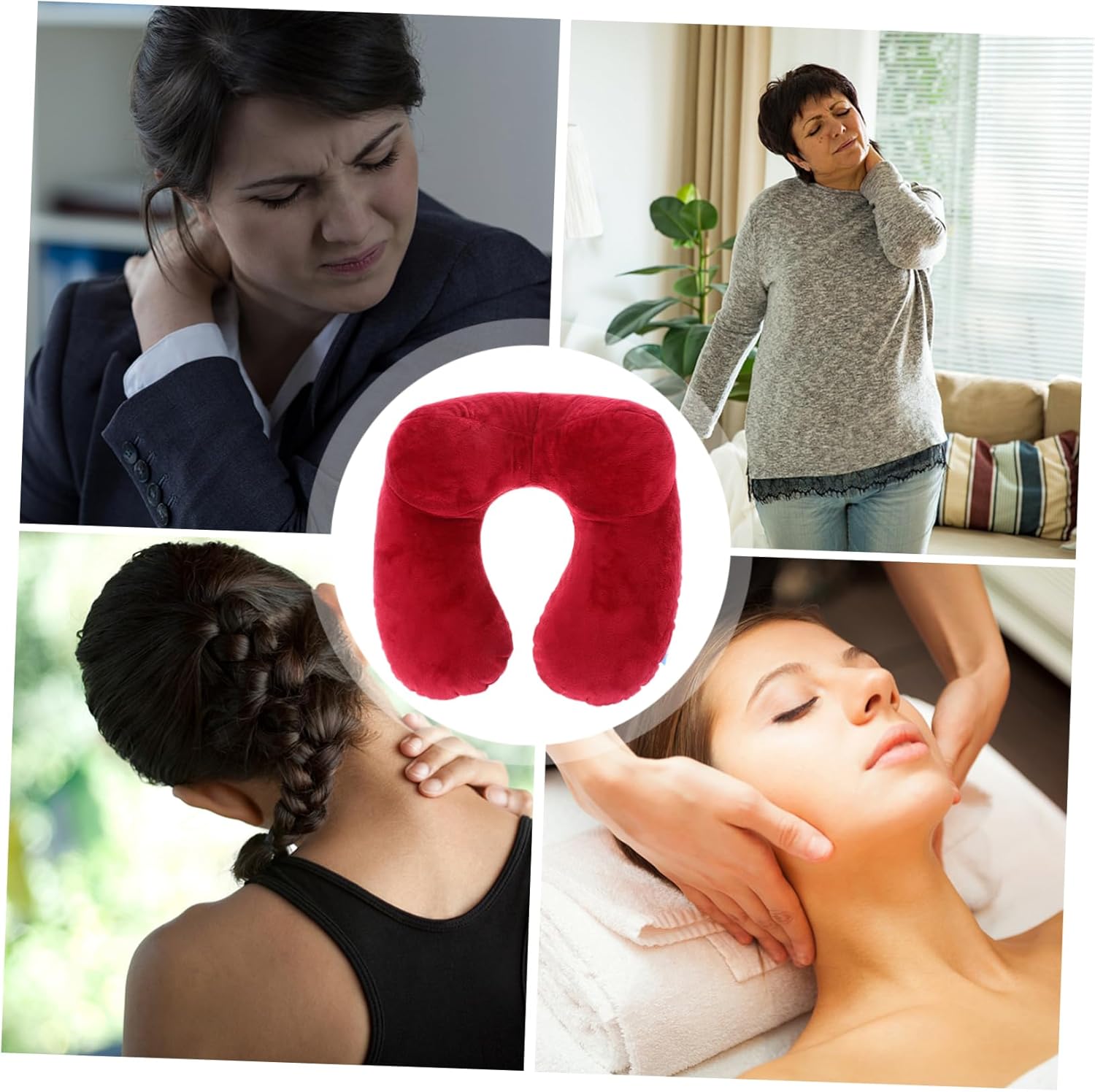 Kisangel Inflatable U-Shaped Neck Pillow for Travel Ergonomic Support for Airplanes Cars Trains