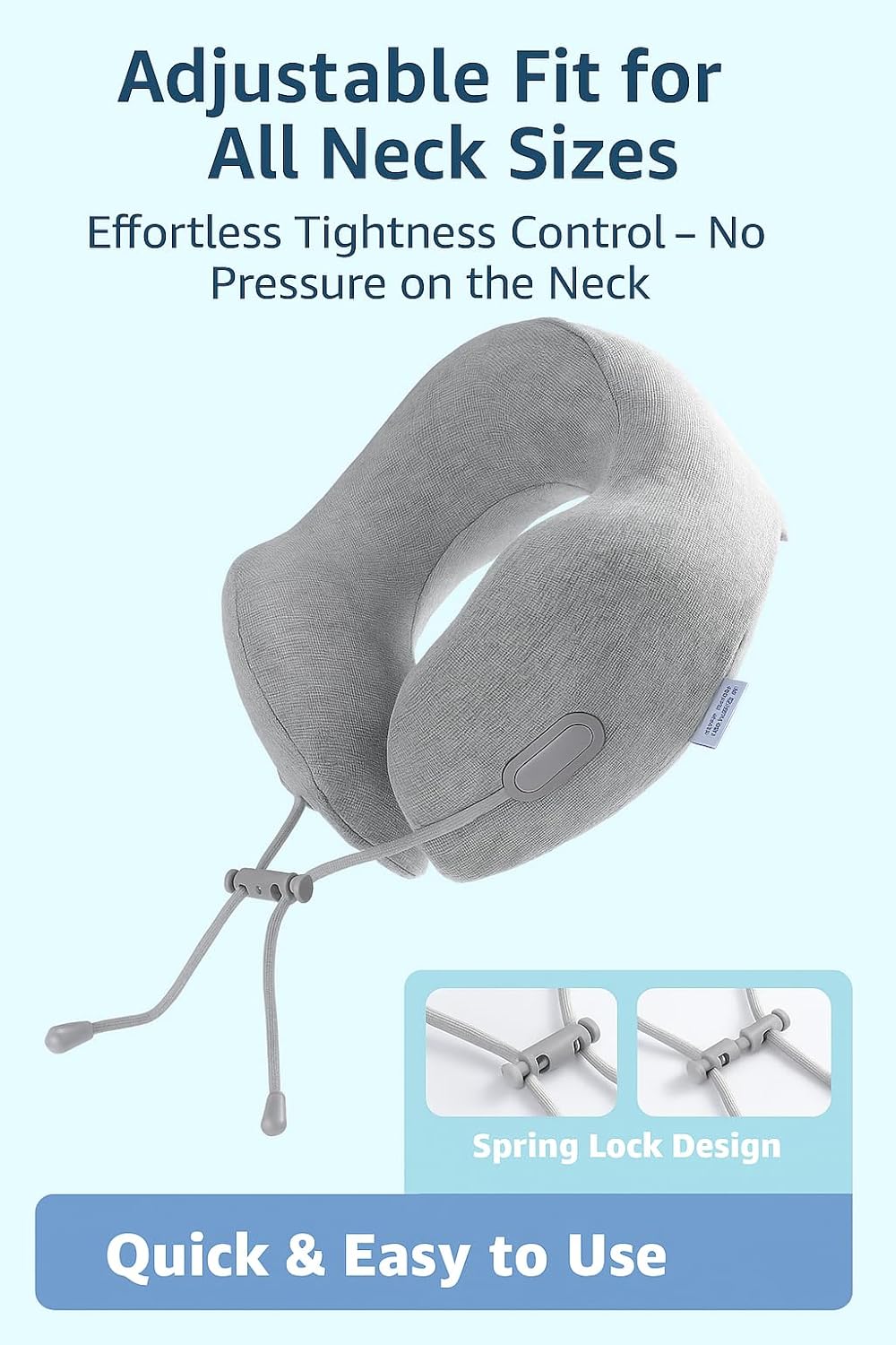 Ergonomic Airplane Neck Pillow with Washable Cover Compact TravelErgonomic Design 360 Support for Comfort