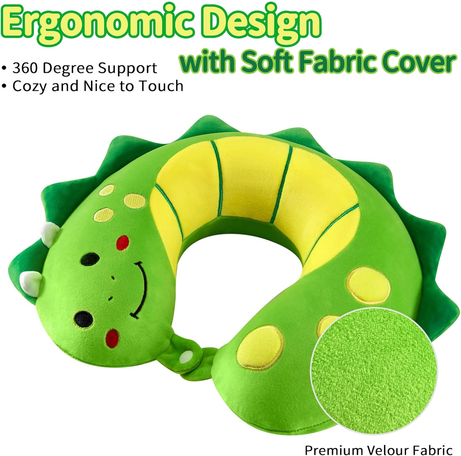 Dinosaur Travel Pillow for Kids with Memory Foam and Sleep Mask 1