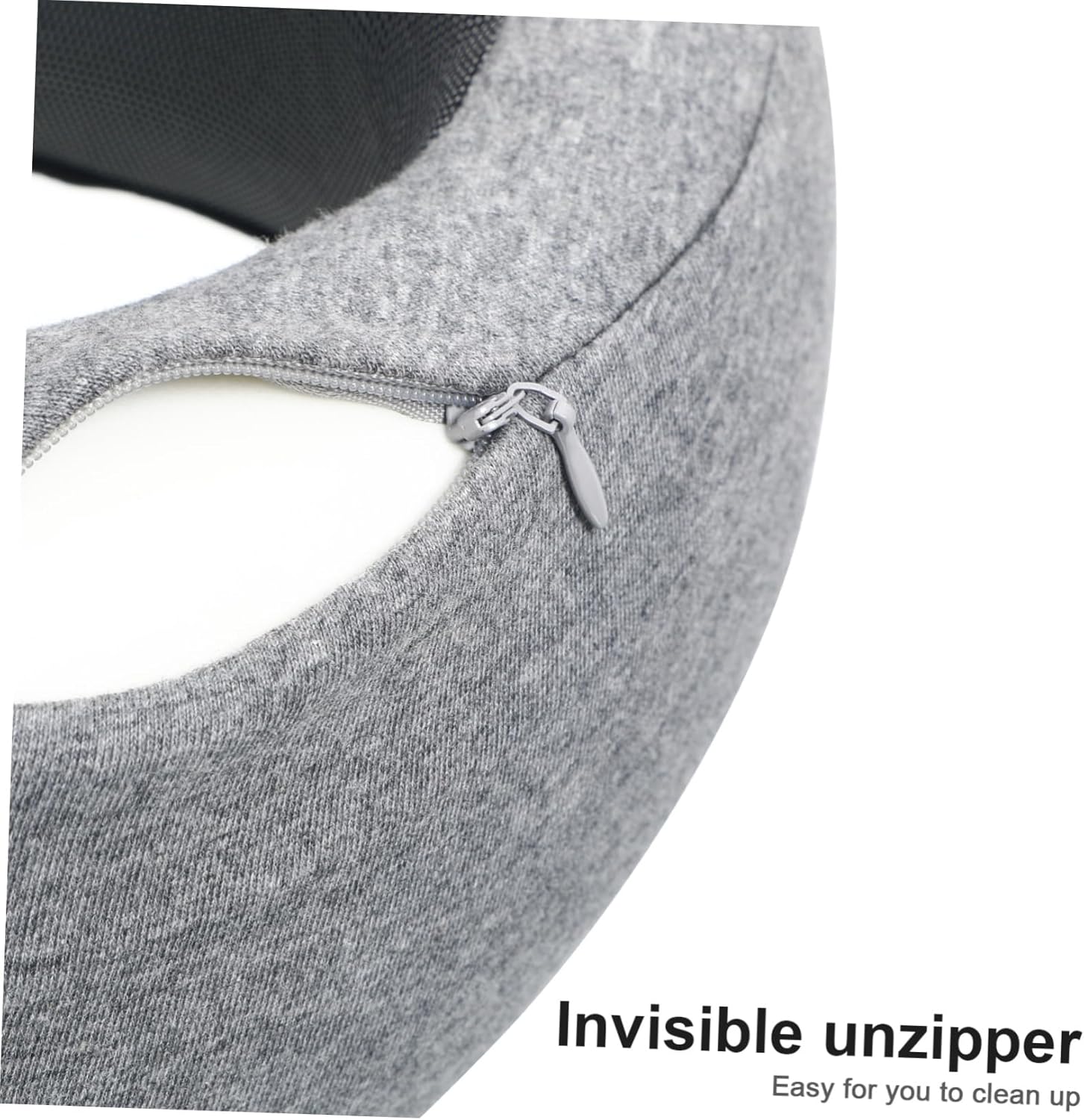 Adjustable Memory Foam Travel Pillow for Airplane Car Home Use with Gray Cover