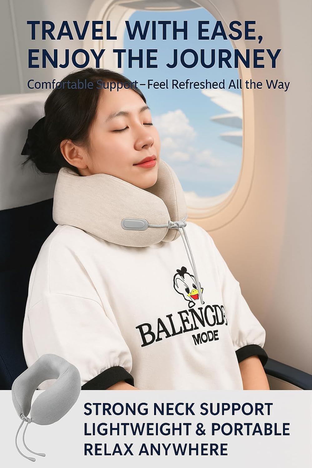 Ergonomic Airplane Neck Pillow with Washable Cover Compact TravelErgonomic Design 360 Support for Comfort