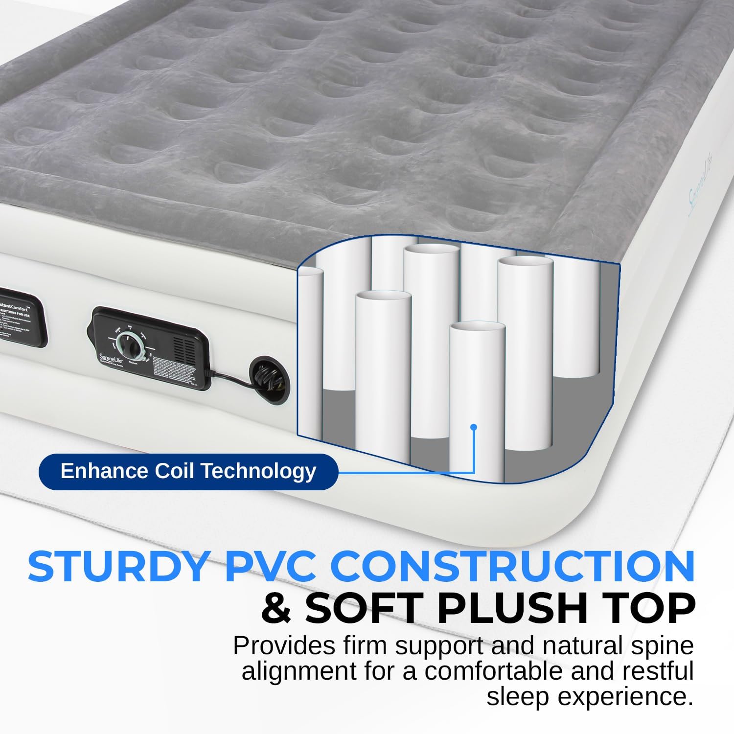 SereneLife Luxury Full Size Air MattressComfort Support for Home Camping and Travel