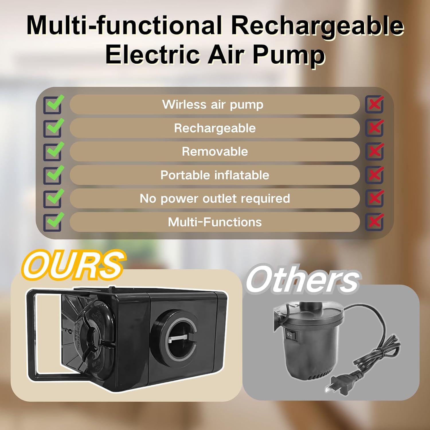 Thick Velvet Texture 18 Air Mattress with Built-In Pump for Camping Home