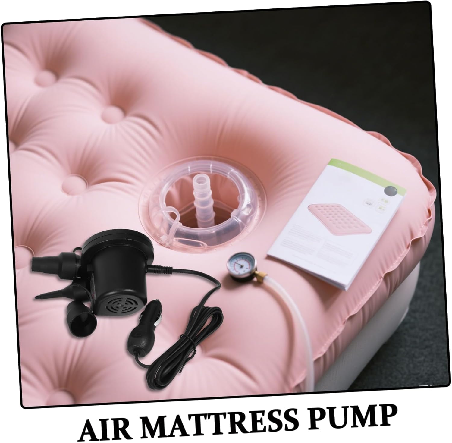 Zerodeko Compact Inflatable Mattress Inflator with Nozzles for Travel Pools Boats and Camping