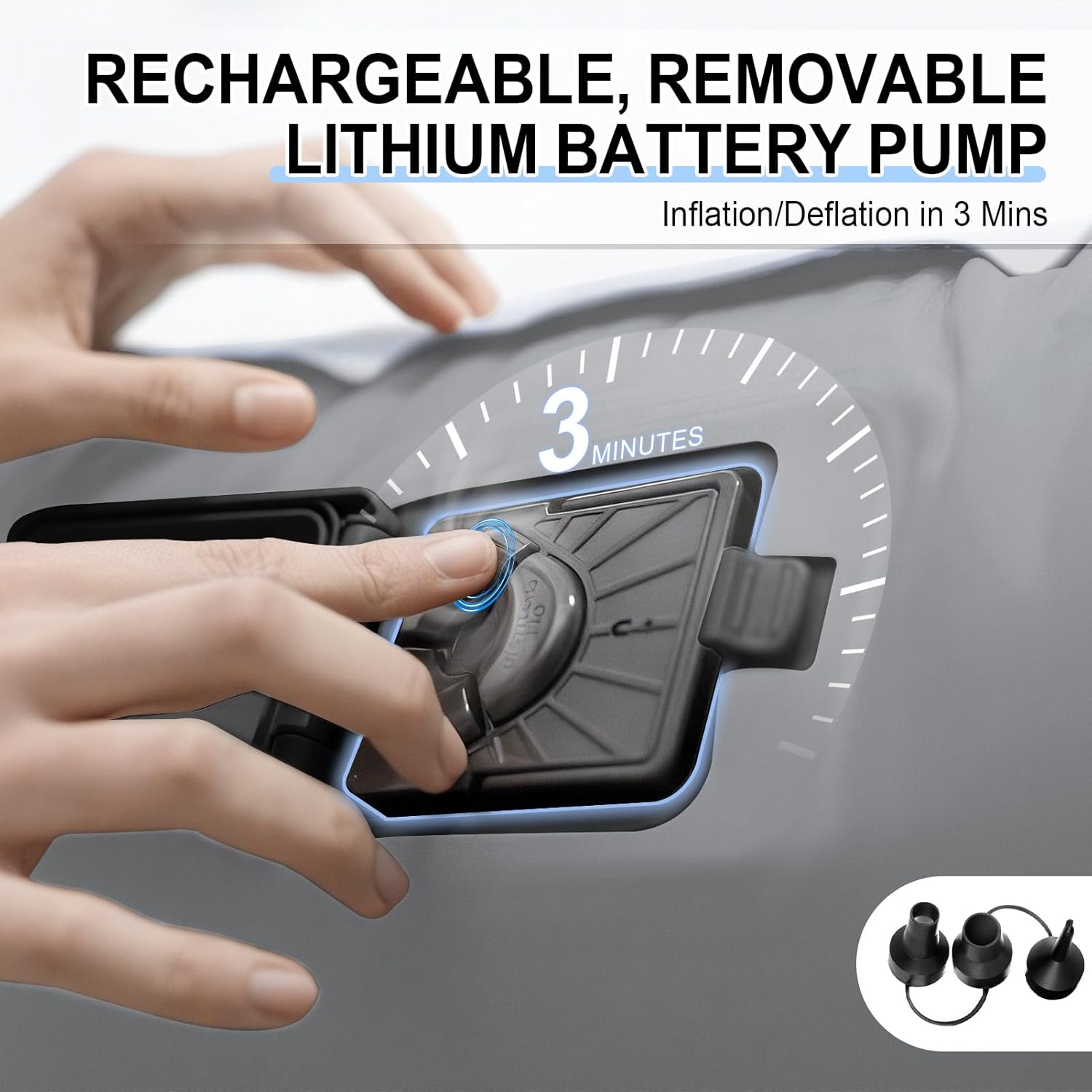 Luxury King Enjoyment - air bed with cooling premium pongee fabric triple-layered waterproofness and efficient pump