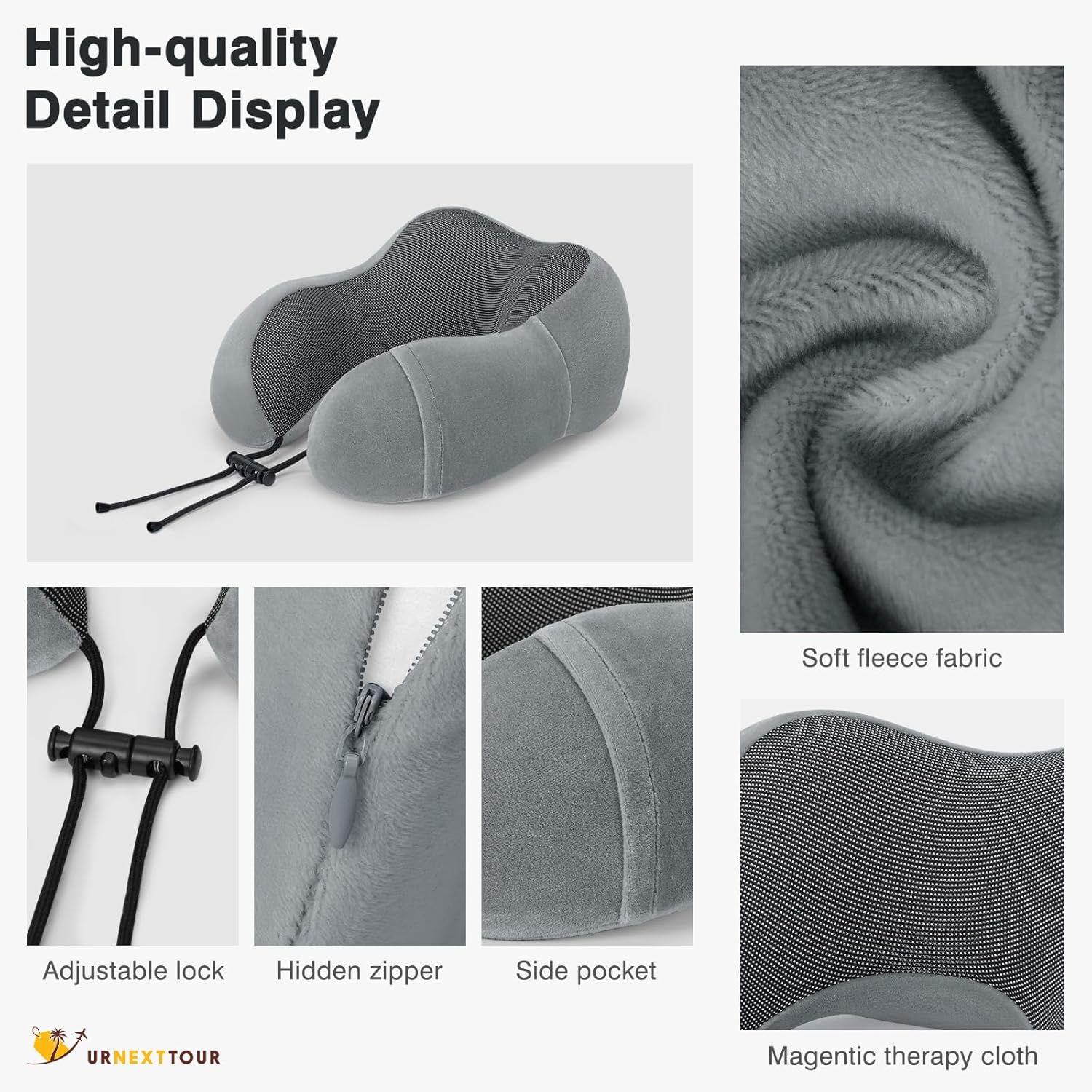 Airline Neck Pillow Set 3-Piece 360-Degree Memory Foam Pillow for Travel Car Plane Home Reduces Neck and Head Pressure