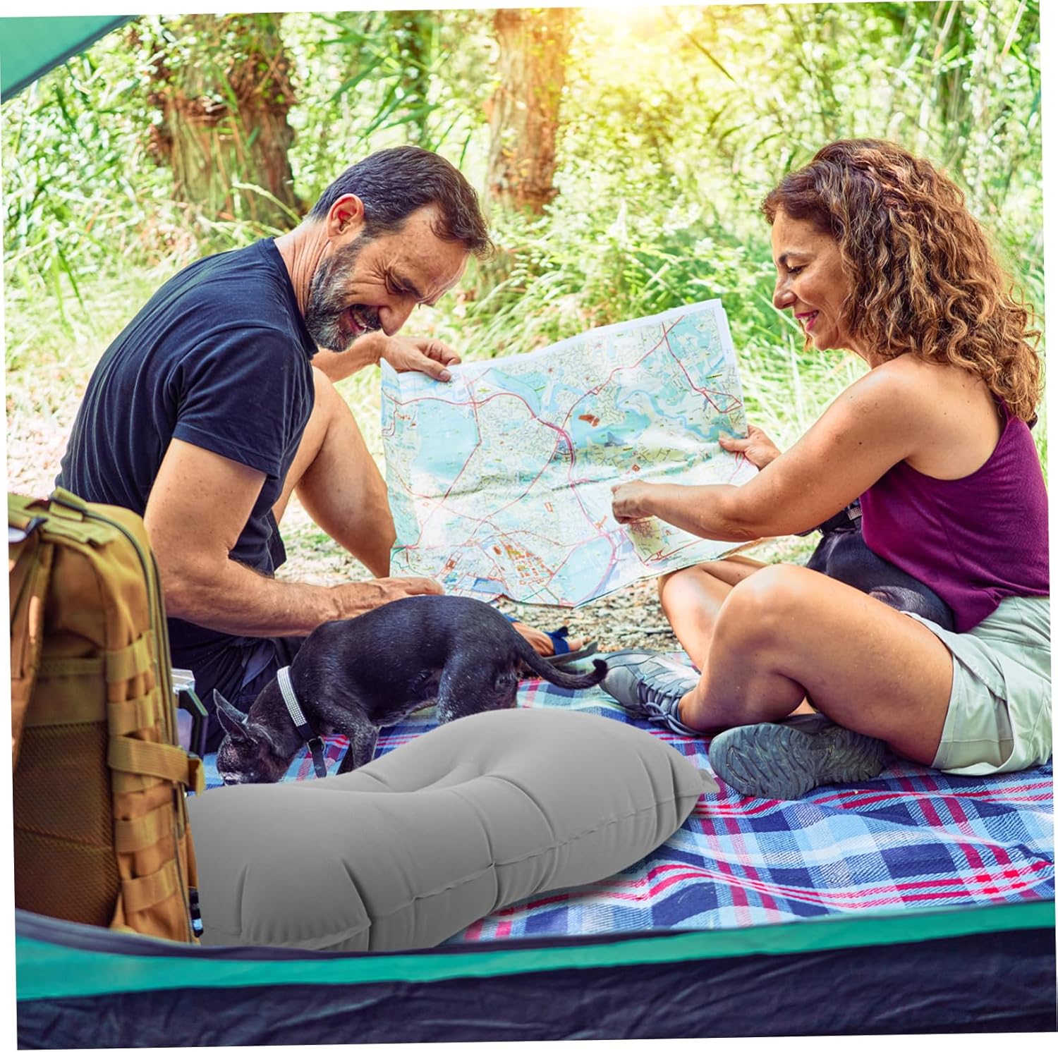 Ergonomic Multi-Functional Travel Pillow for Camping and Airplane Sleep Comfortable Support for Neck and Back