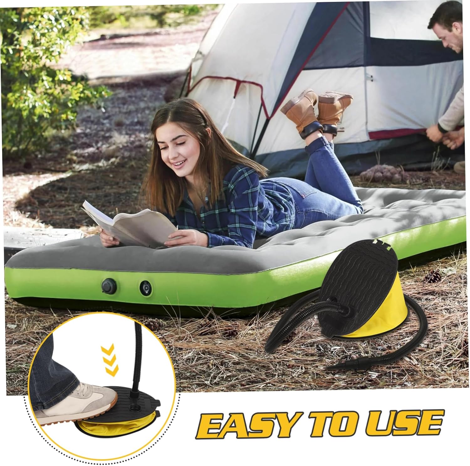 Bellow Foot Pump Inflator Collapsible Foot Air Pump for Camping Sleeping Pads Yoga Balls and Air Mattresses