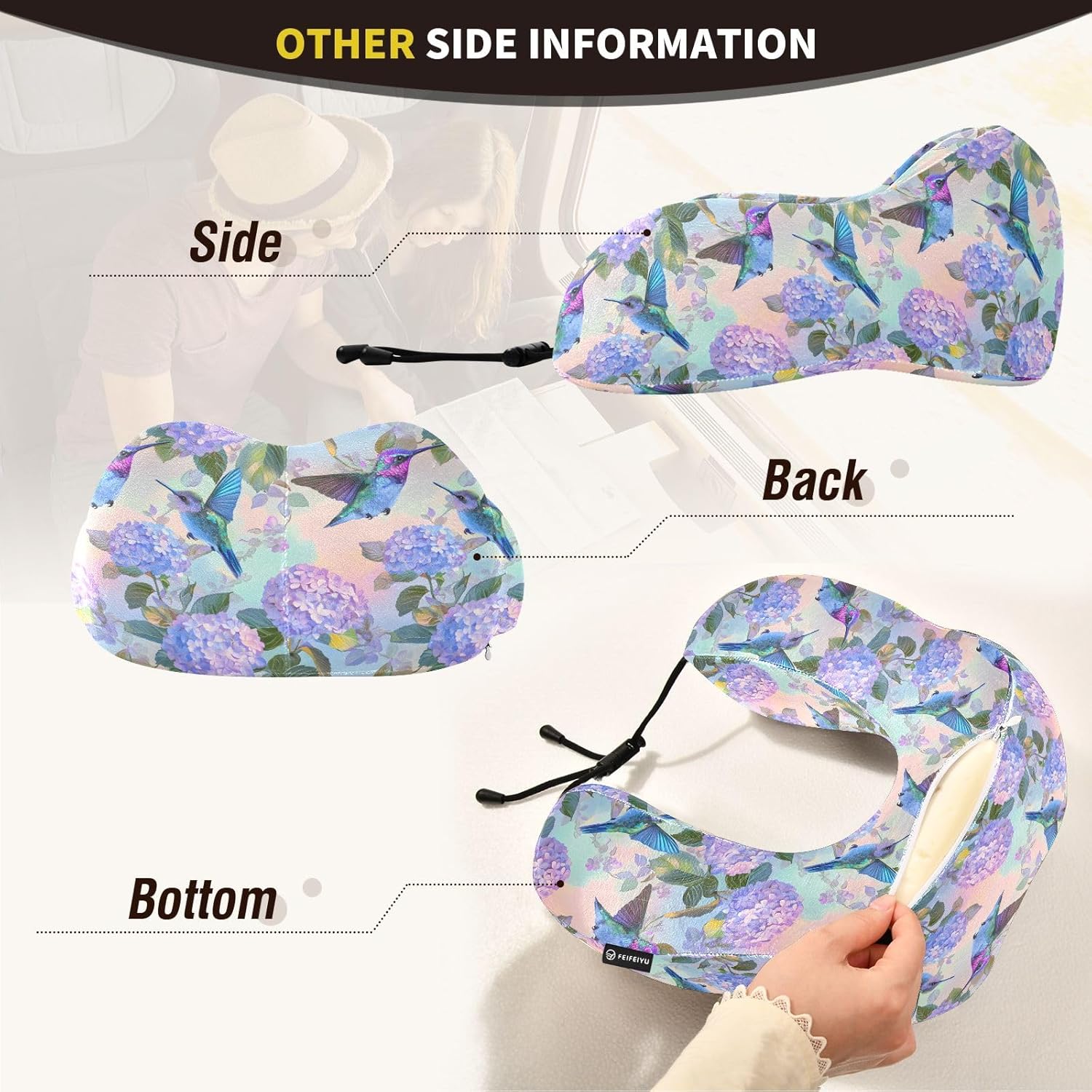 ALAZA Memory Foam Travel Neck Pillow - Washable Portable Memory Support for Airplanes Camping More