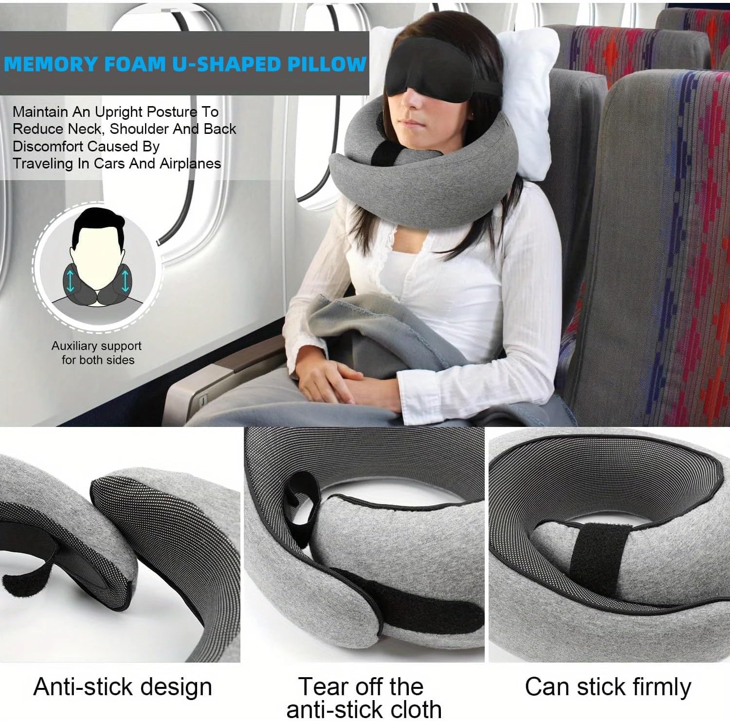 Travel Pillow for 360 Comfort Memory Foam Neck Pillow Ergonomic Design 2024 New Design