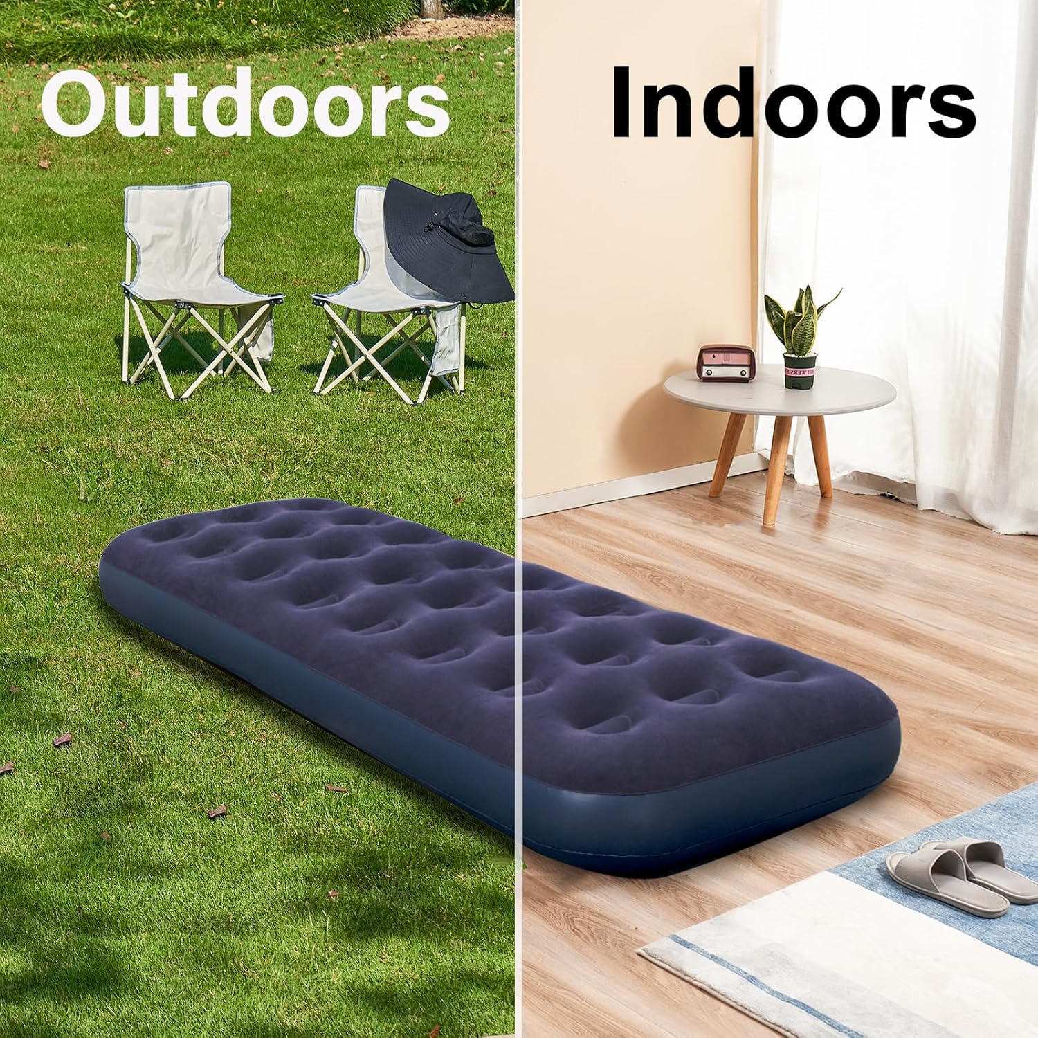 Durable Single-Sized Air Mattress with Pump for Camping and Home Use