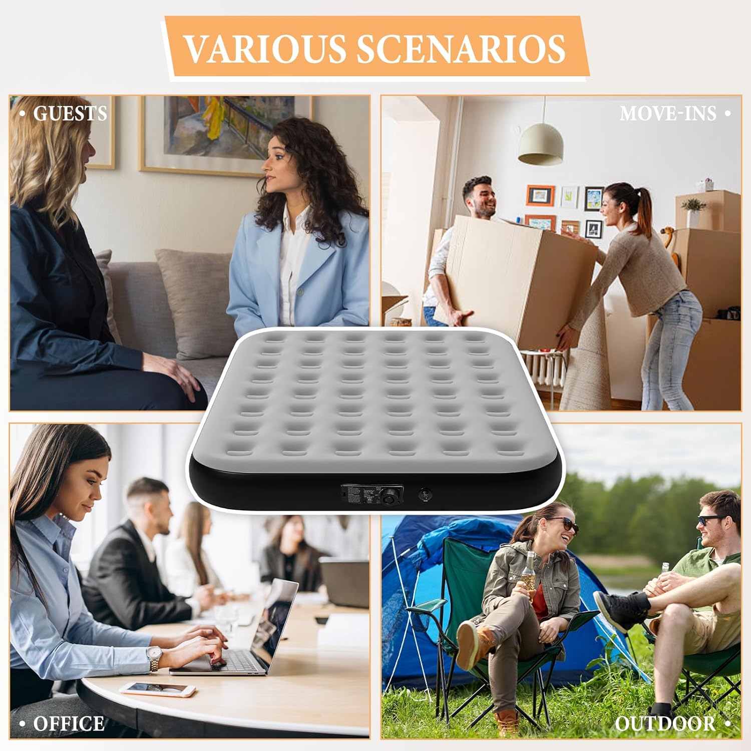 Queen Air Mattress with Built-In Pump - Inflatable Bed for Home Soft Velvet Top 10 Queen