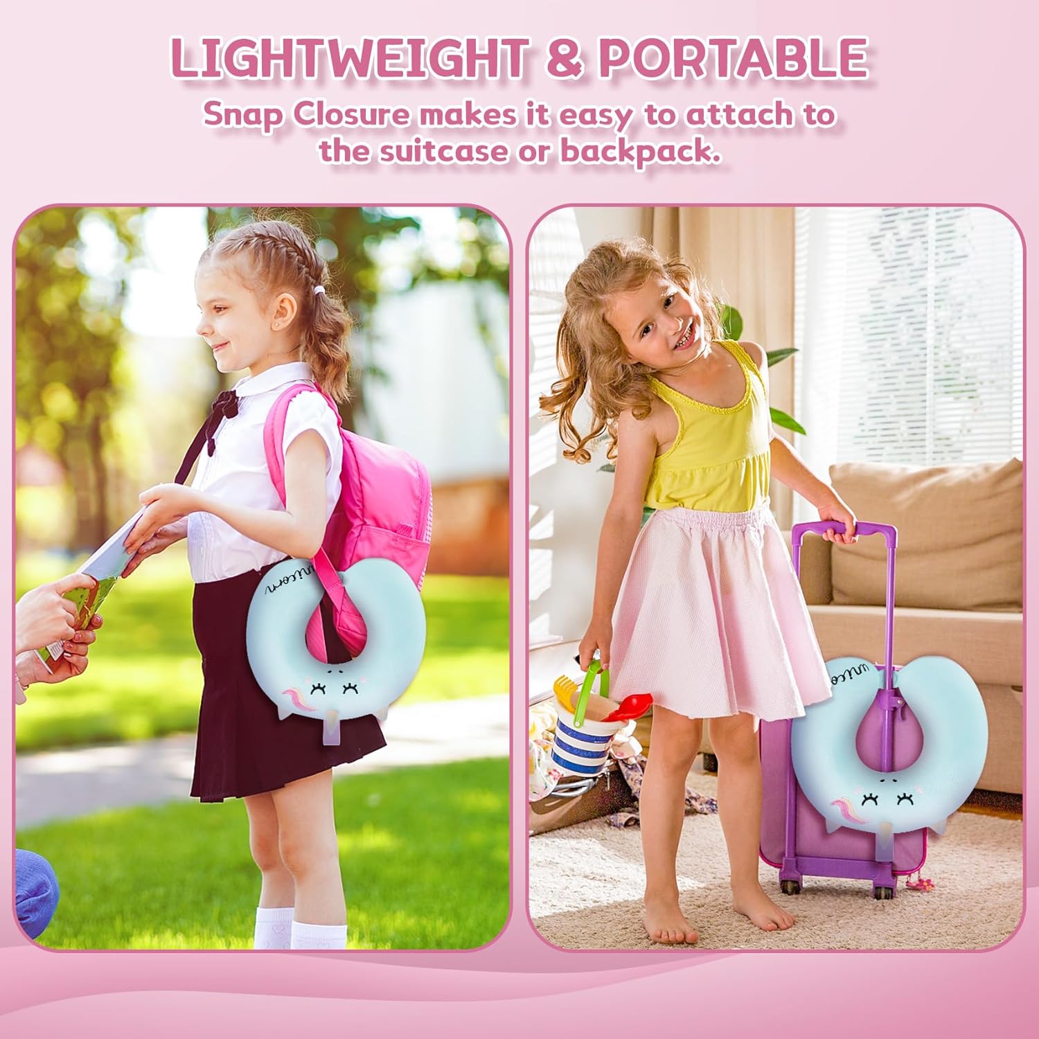 OBloved Memory Foam Toddler Neck Pillow with Unicorn Eye Mask for Travel