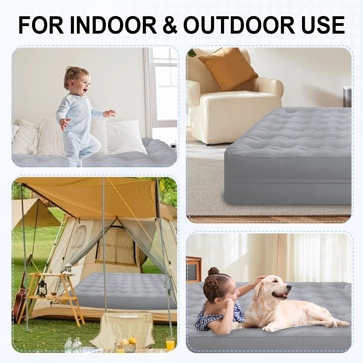 Luxury King Enjoyment - air bed with cooling premium pongee fabric triple-layered waterproofness and efficient pump