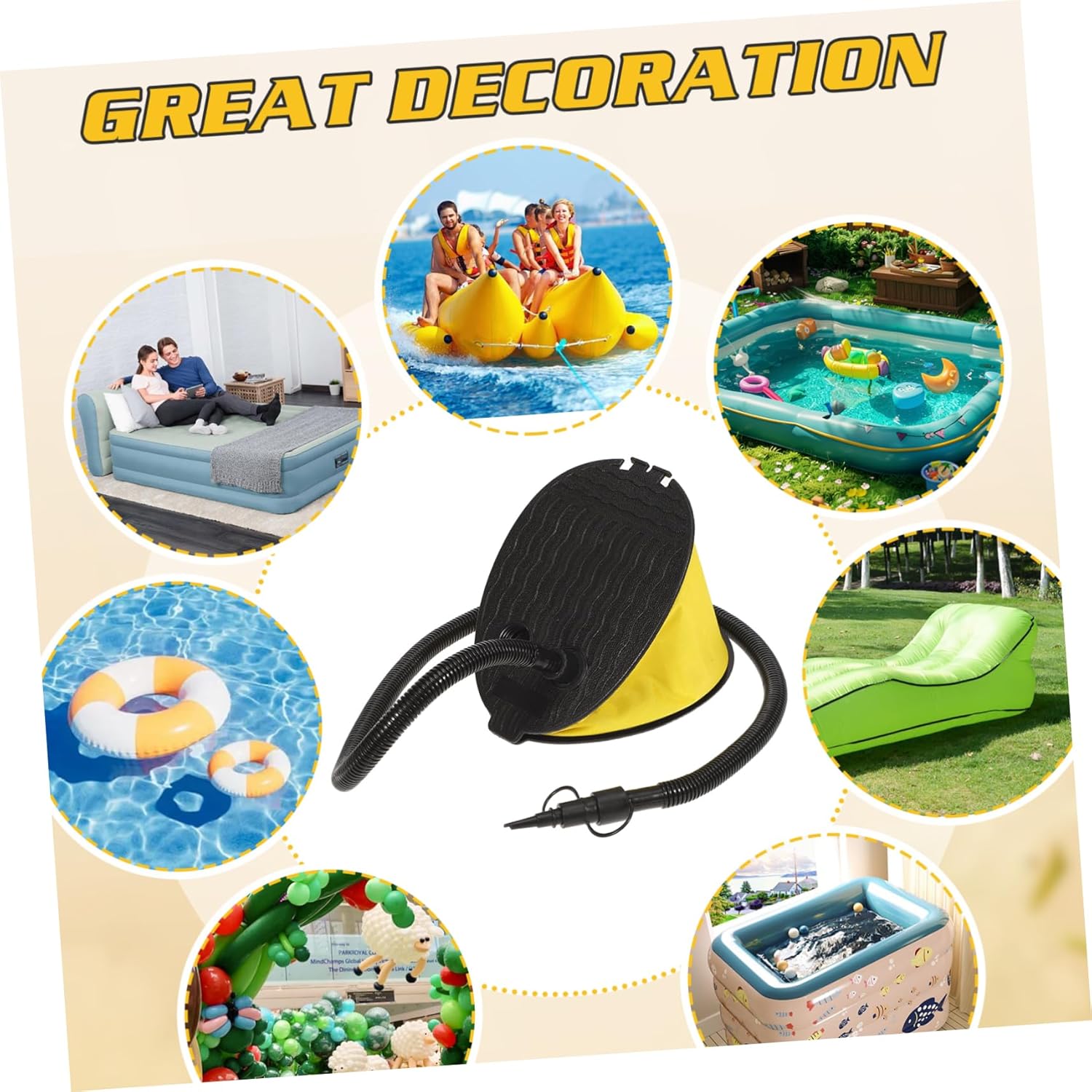 Mucklily Bellow Foot Pump Inflator for Air Mattress Camping Yoga Ball Portable