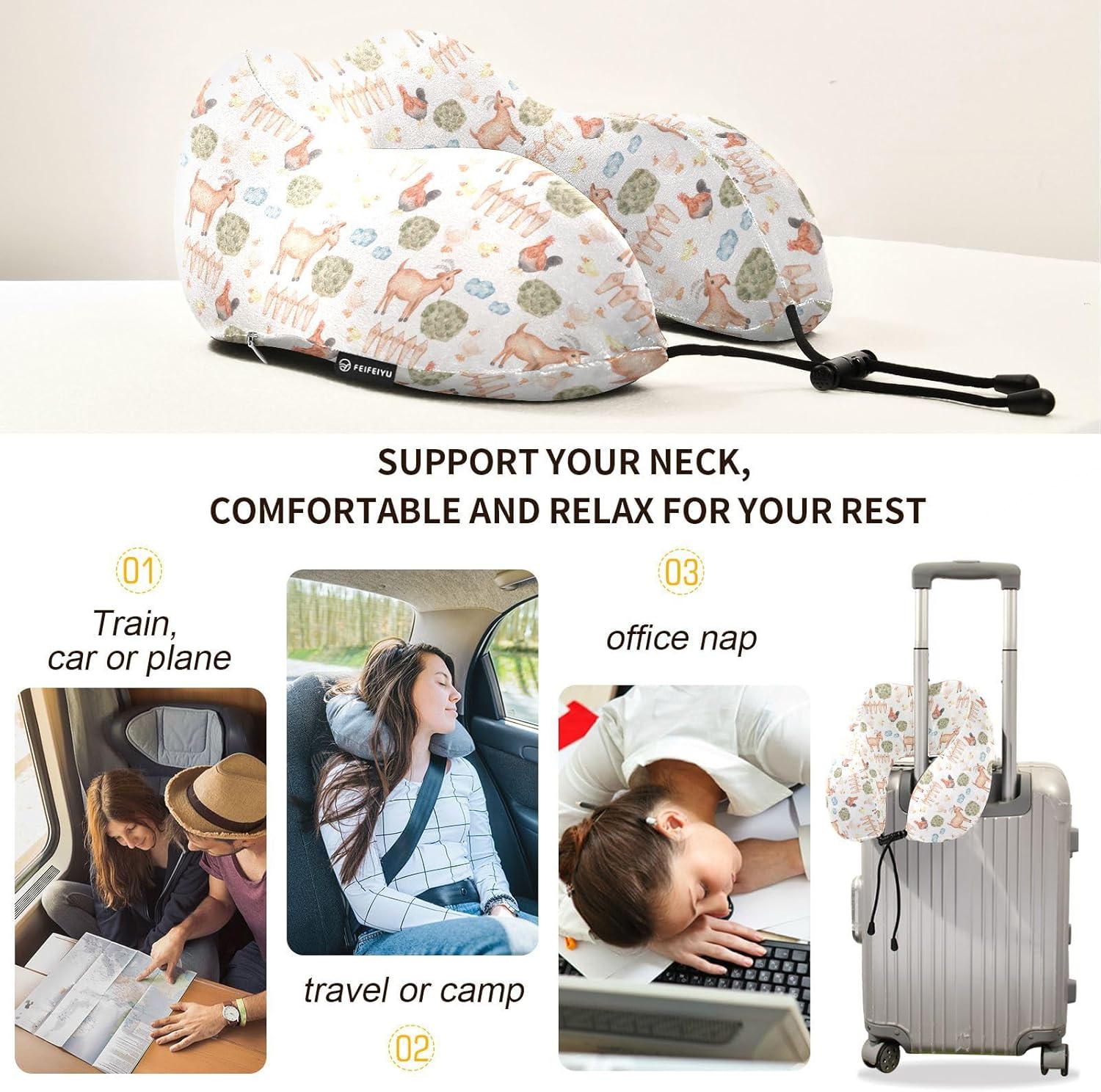 Gredecor Memory Foam Travel Neck Pillow for Air Car and Office Use