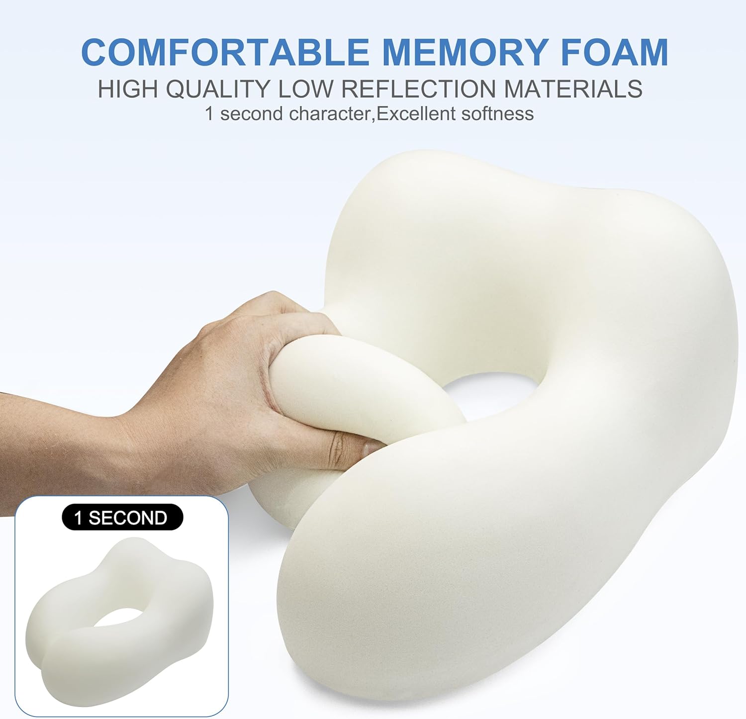 Gentlepaw Memory Foam Travel Pillow for Adults and Kids Cervical Neck Pillow for Car and Airplane