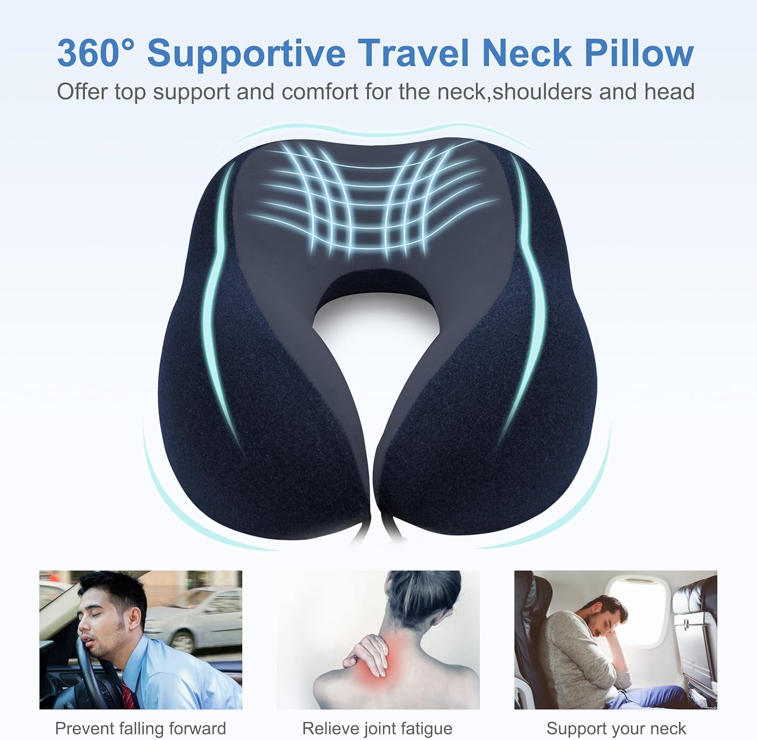 Gentlepaw Memory Foam Travel Pillow for Adults and Kids Cervical Neck Pillow for Car and Airplane