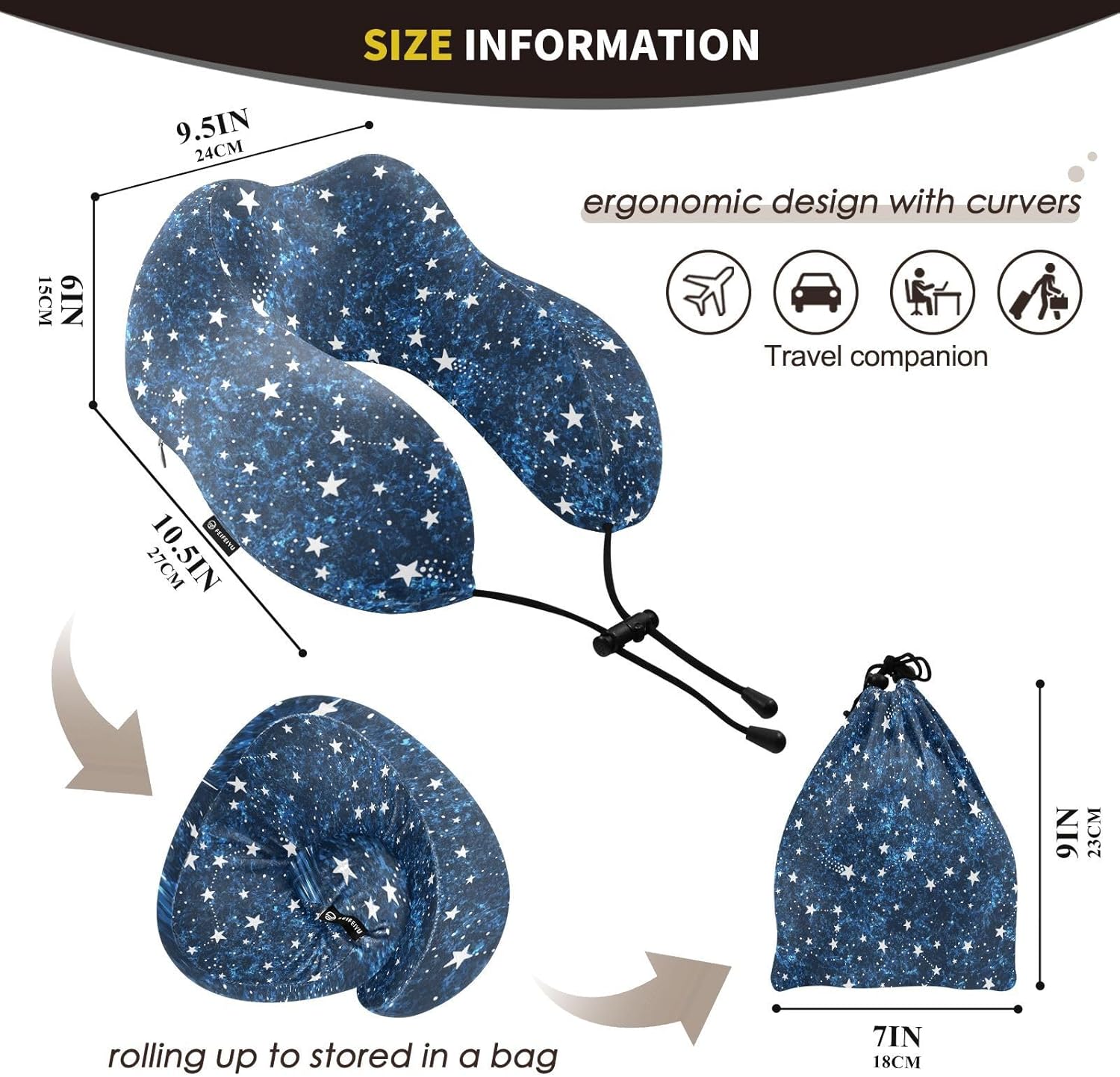 OTVEE Travel Pillow Comfort Neck Support Best for Airplane Home Use