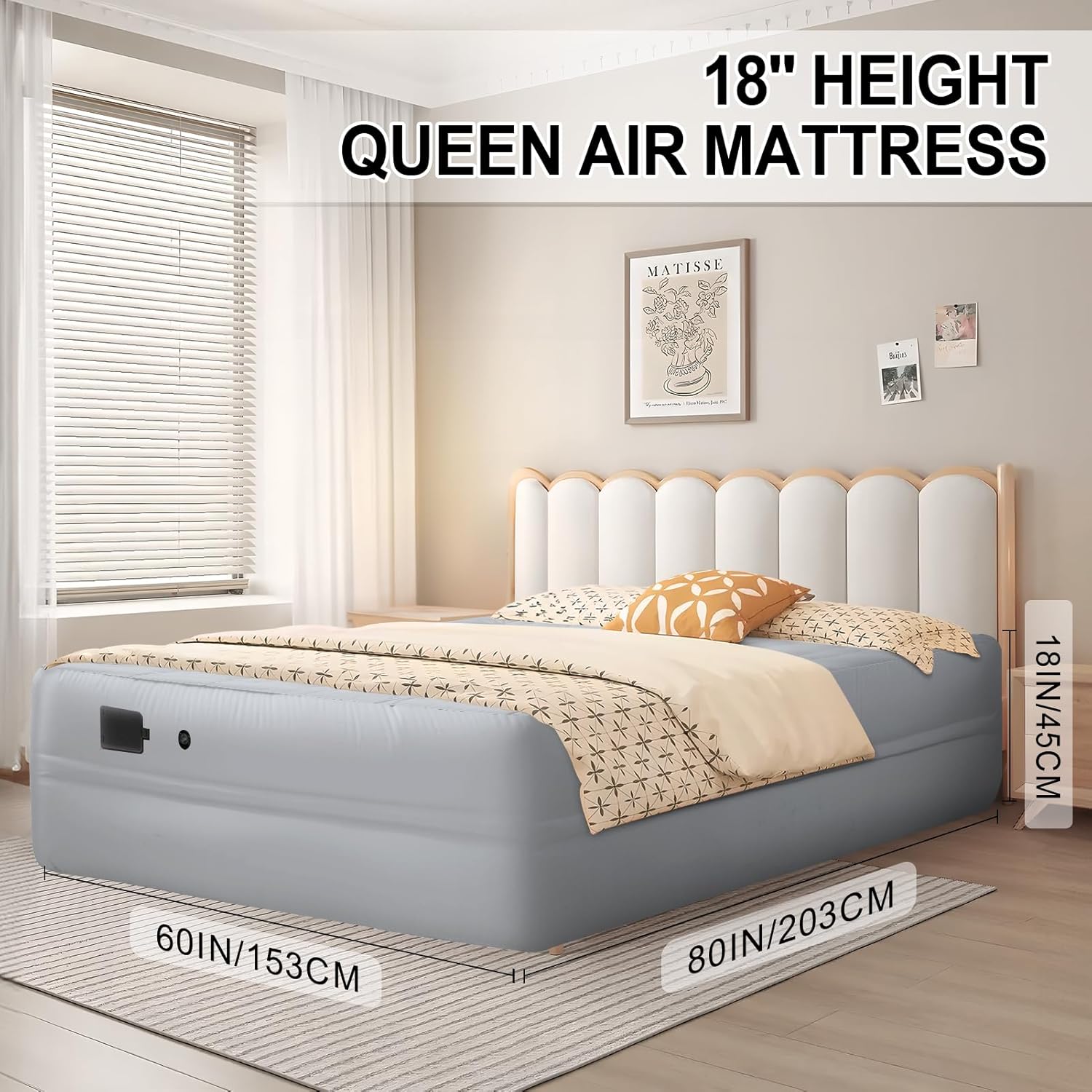 Luxury King Enjoyment - air bed with cooling premium pongee fabric triple-layered waterproofness and efficient pump