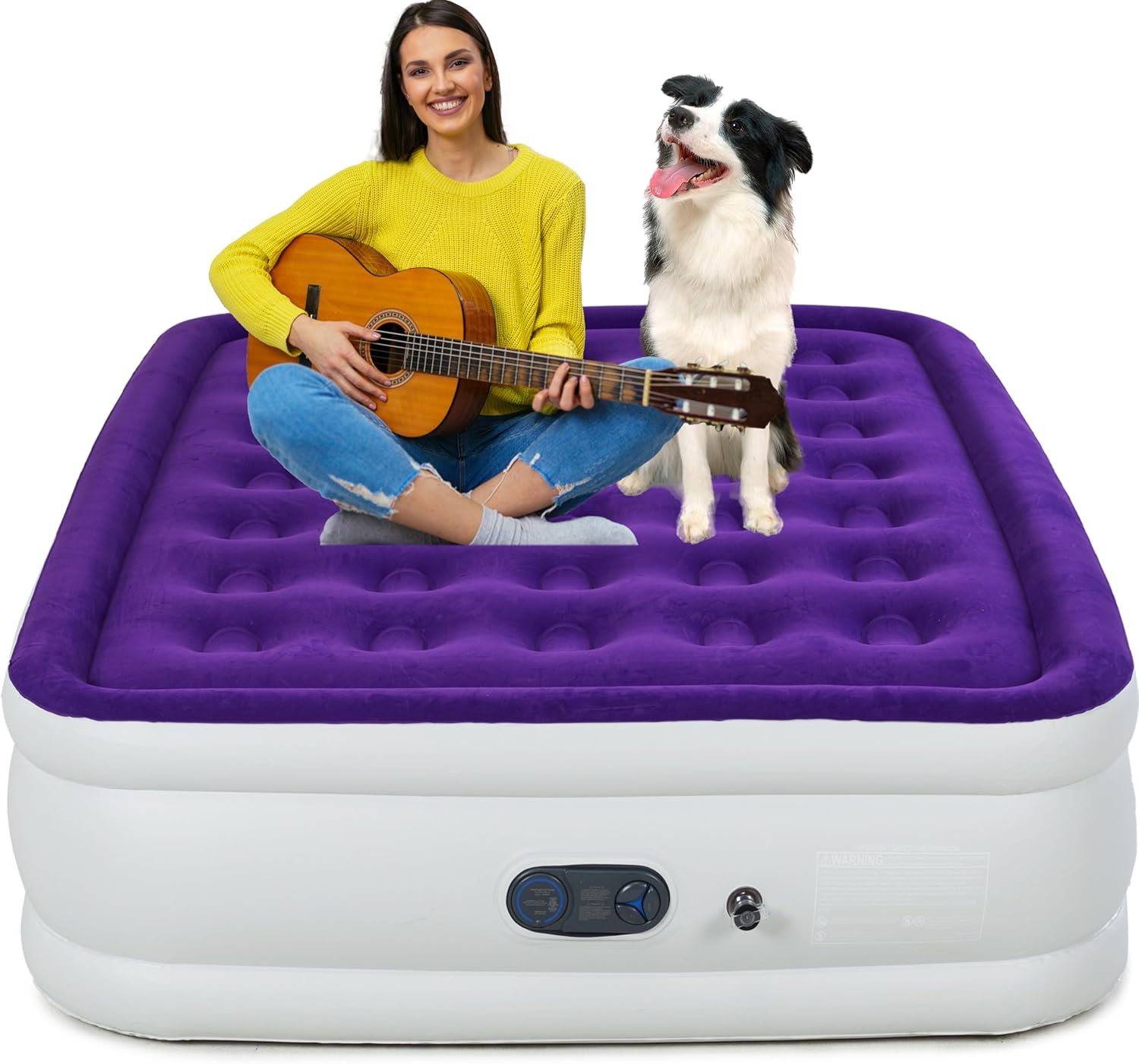 Queen Air Mattress with Built in Pump 18 Inch Velvet Top 3 Min Quick Inflation Waterproof 600 LB Capacity