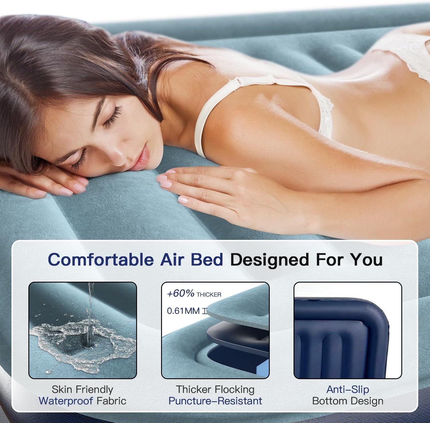 Compact Luxury Inflatable Air Mattress for Twinned Sleepers - Built-in Pump Auto-Stop and More